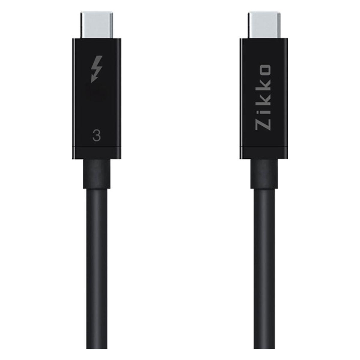 Zikko Thunderbolt 3 og USB-C kabel, 8K, 100W/20Gbps, 0,8m, sort