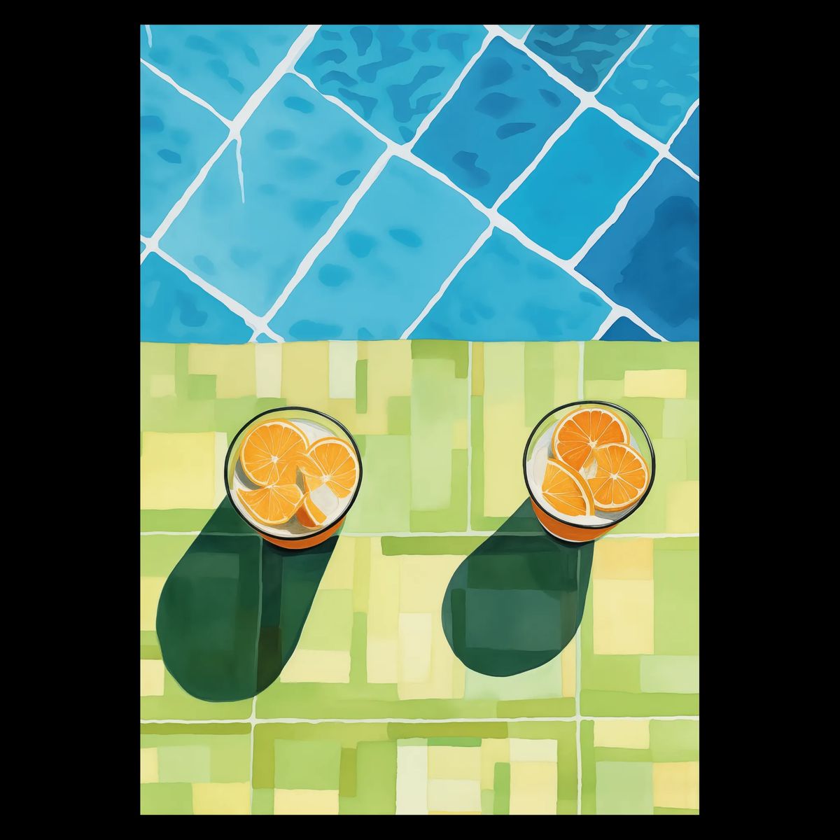 Poolside Lemons Plakat 70x100 cm (B1) / Hvid Egetræ