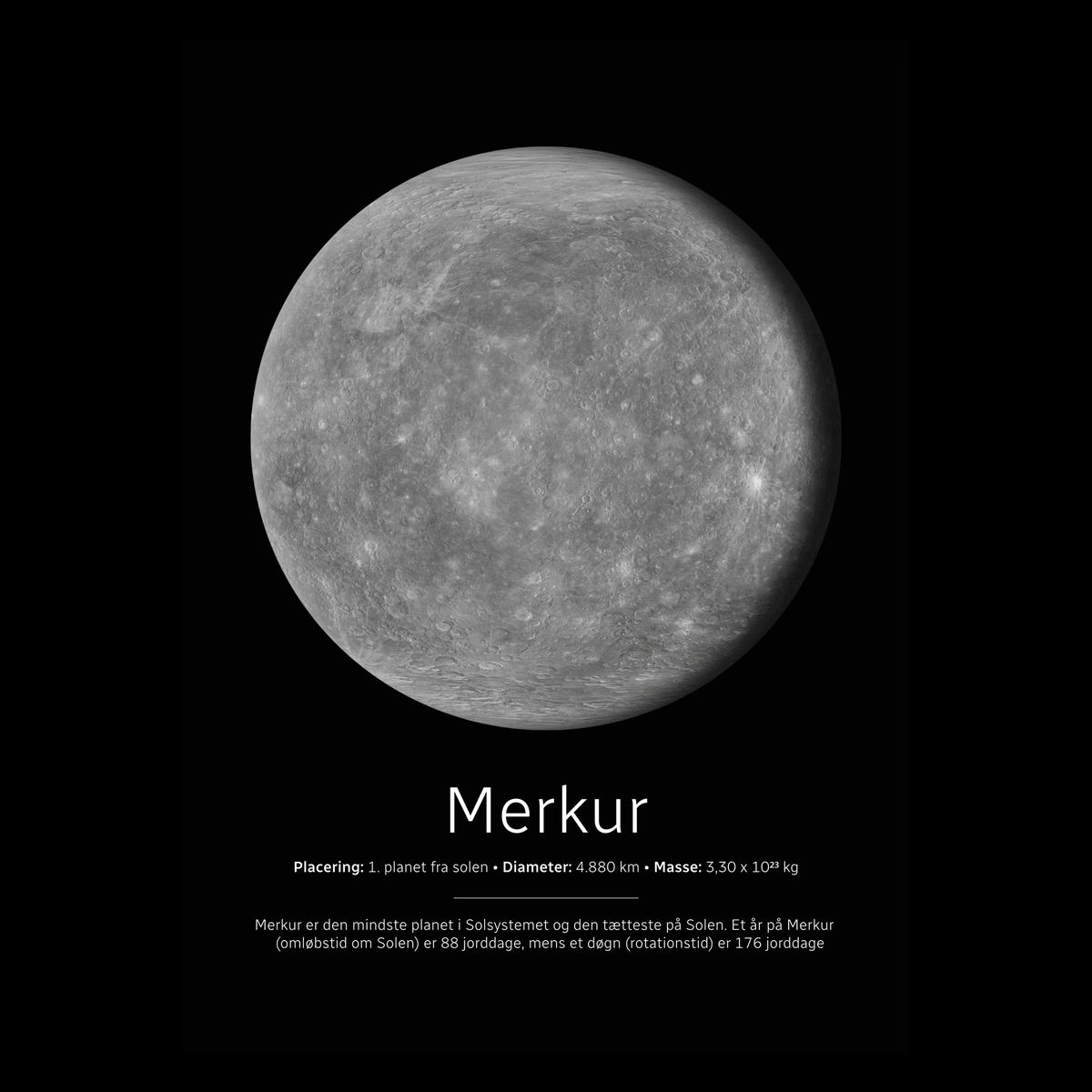 Merkur Plakat 35x50 cm (B3) / Egetræ