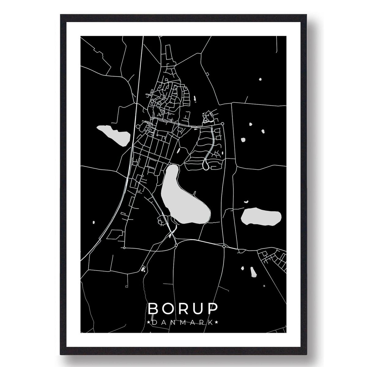 Borup by plakat - sort (Størrelse: L - 50x70cm (B2))