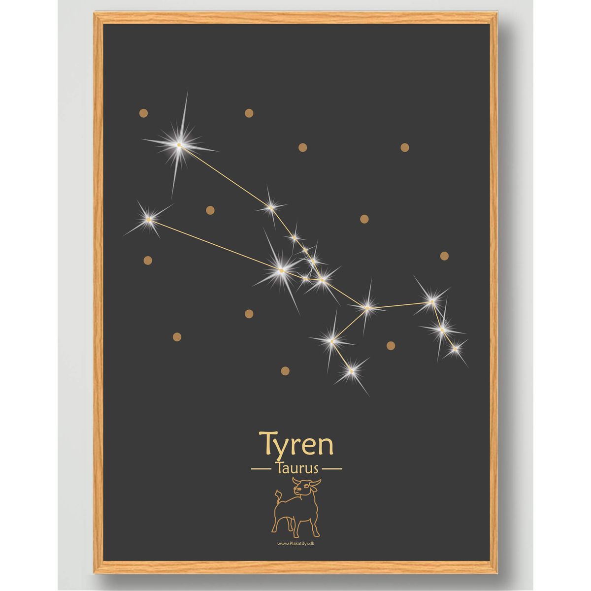 Stjernebillede tyren (sort) - plakat (Størrelse: L - 50x70cm (B2))