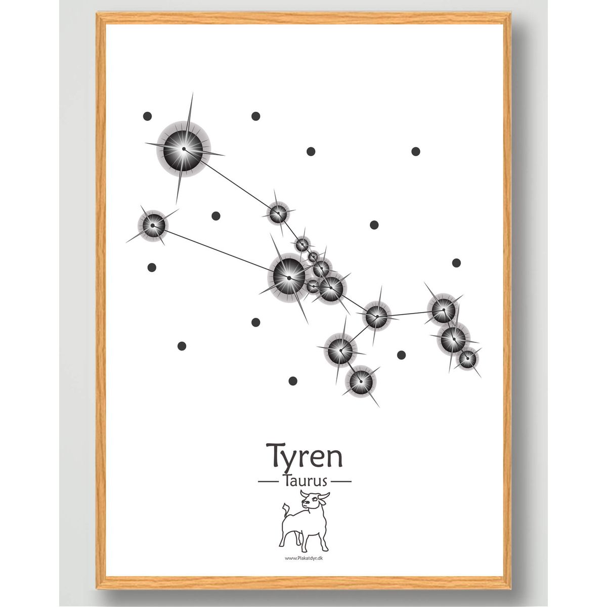 Stjernebillede tyren (hvid) - plakat (Størrelse: L - 50x70cm (B2))