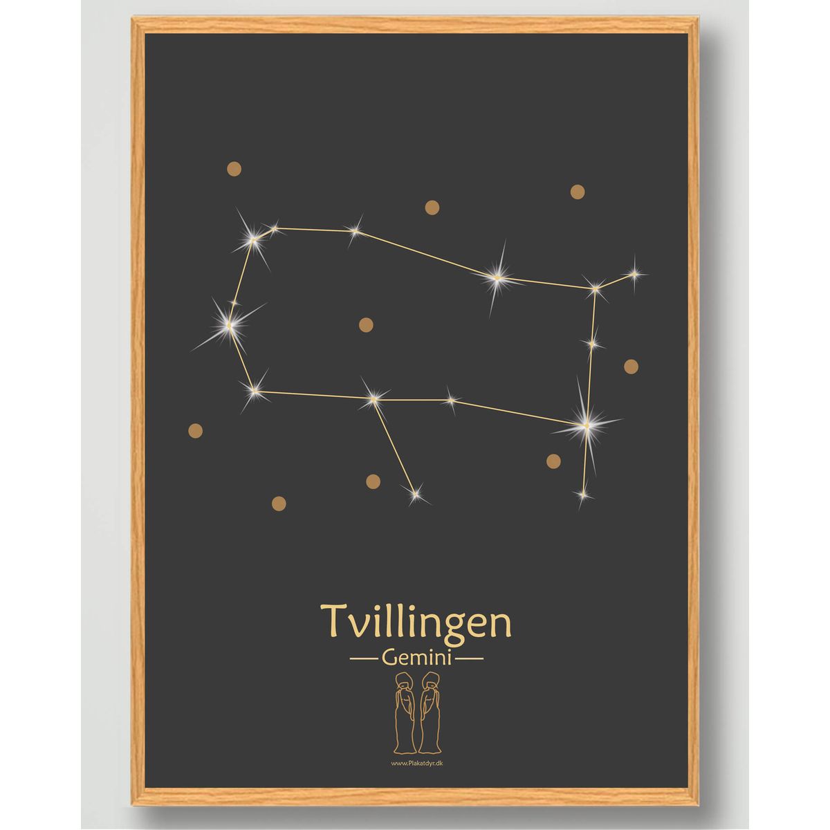 Stjernebillede tvillingen (sort) - plakat (Størrelse: M - 30x40cm)