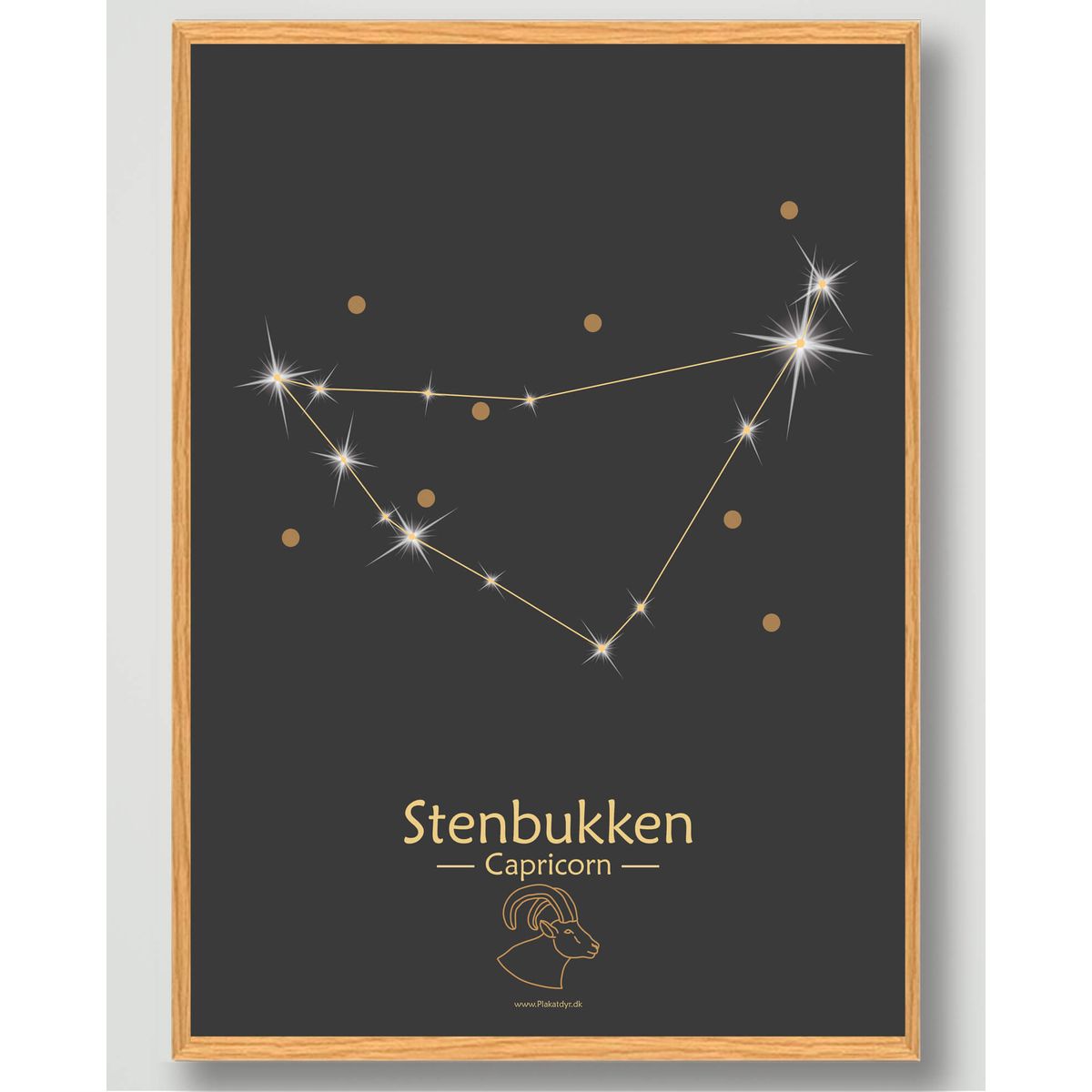 Stjernebillede stenbukken (sort) - plakat (Størrelse: L - 50x70cm (B2))