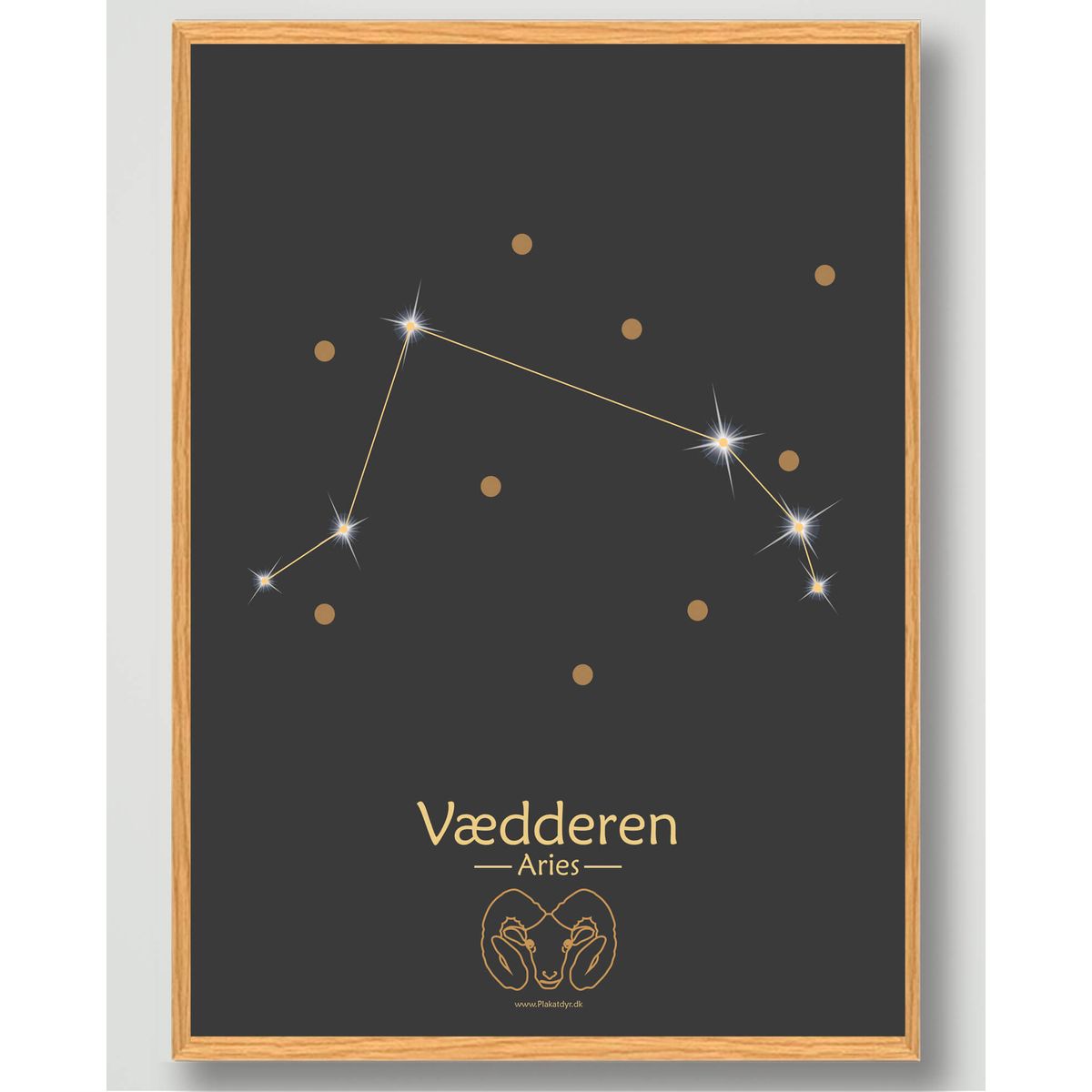 Stjernebillede vædderen (sort) - plakat (Størrelse: S - 21x29,7cm (A4))