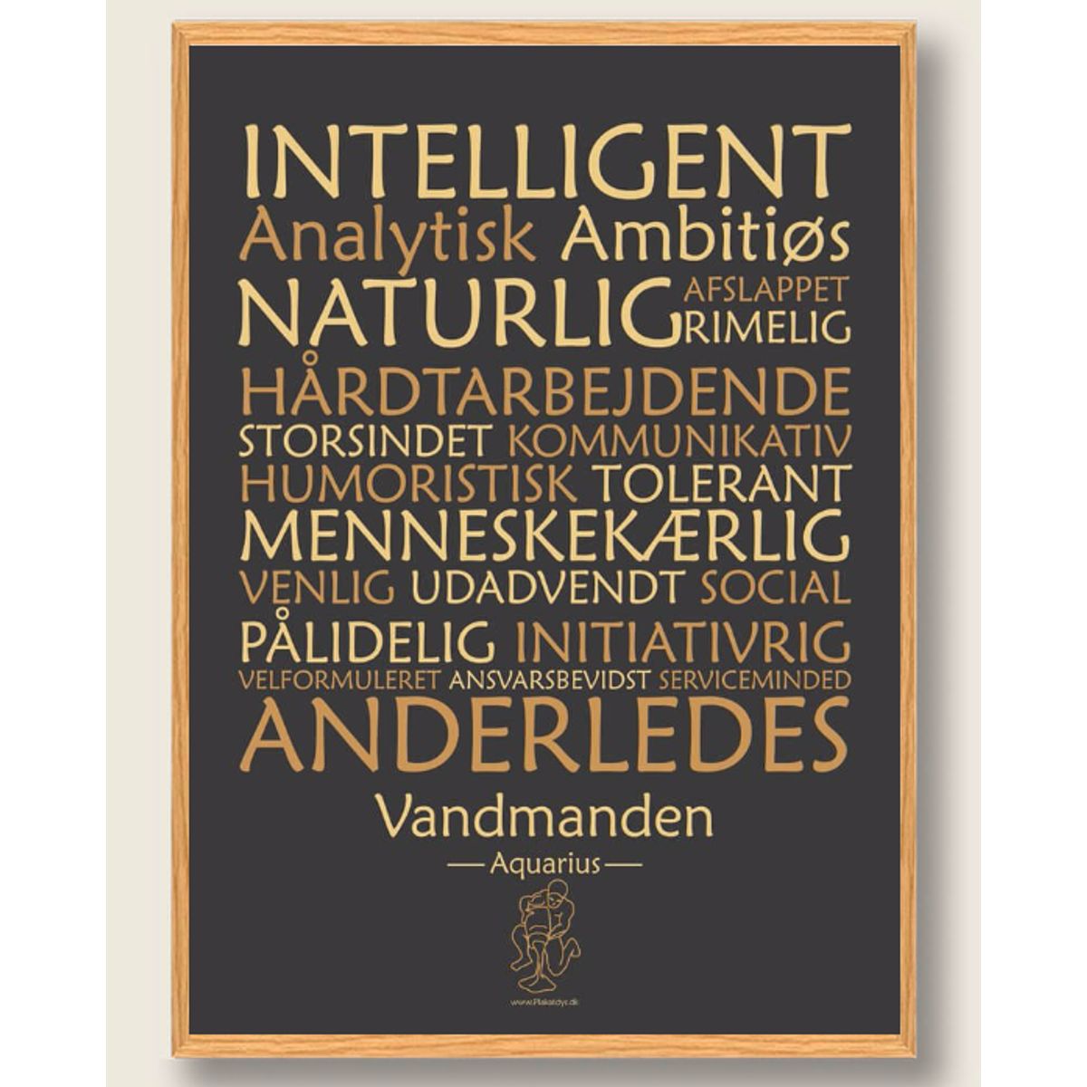 Stjernetegn vandmanden (sort) - plakat (Størrelse: L - 50x70cm (B2))