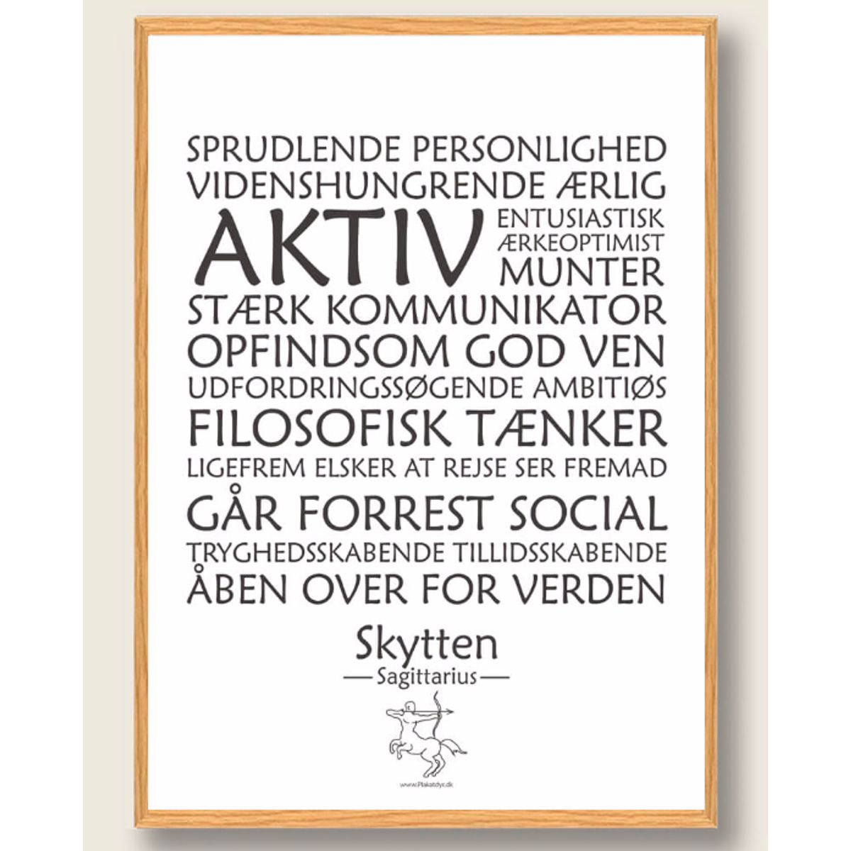 Stjernetegn skytten (hvid) - plakat (Størrelse: L - 50x70cm (B2))