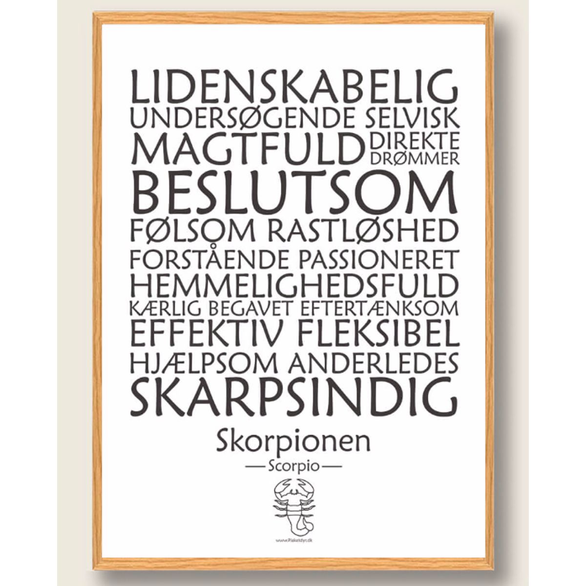 Stjernetegn skorpionen (hvid) - plakat (Størrelse: M - 30x40cm)