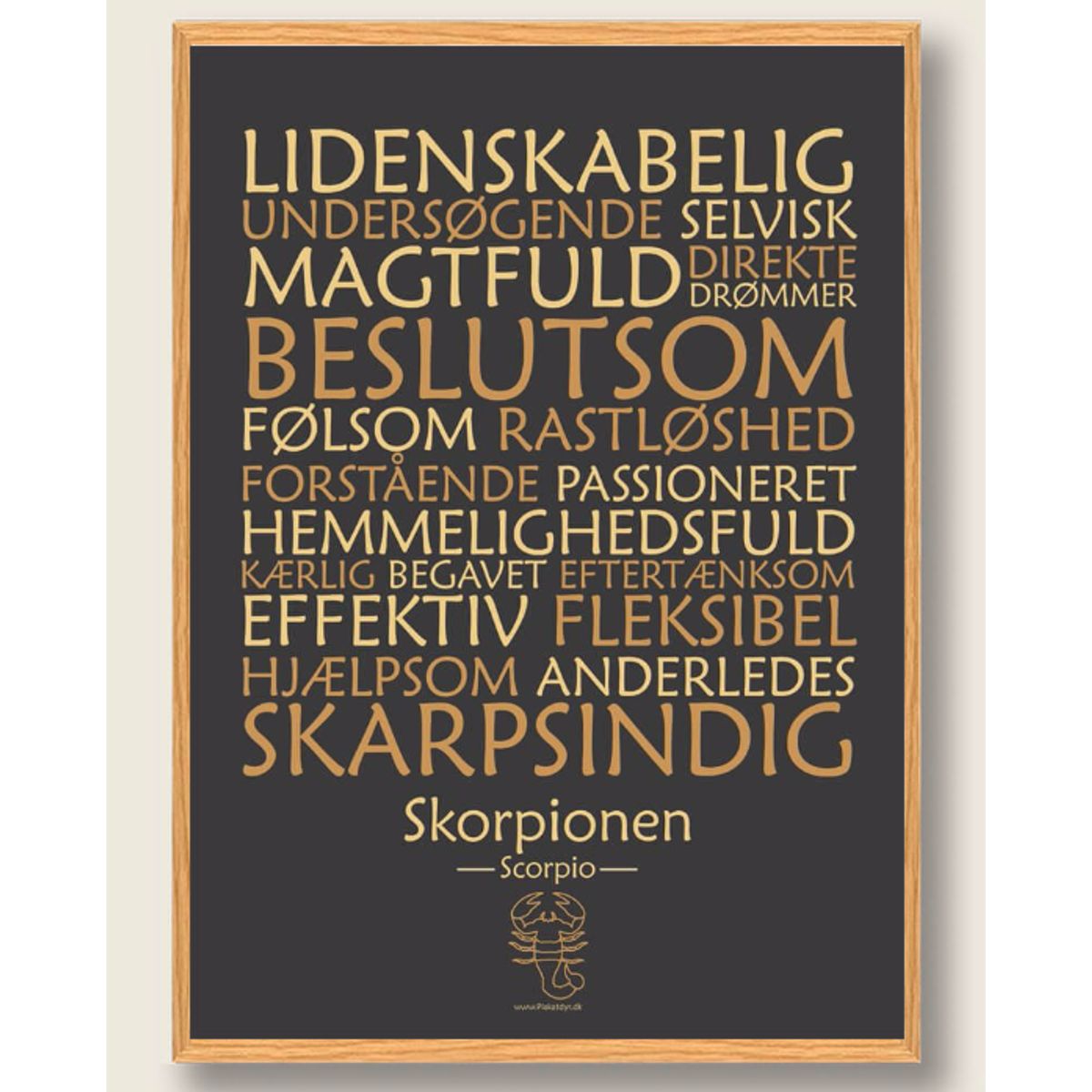 Stjernetegn skorpionen (sort) - plakat (Størrelse: L - 50x70cm (B2))