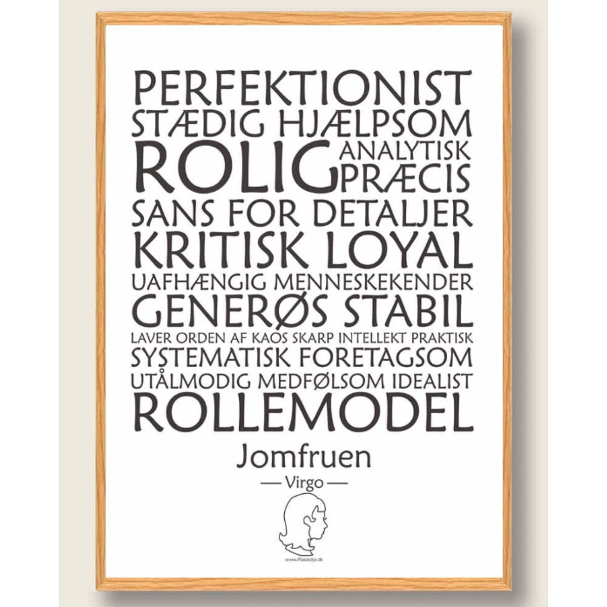 Stjernetegn jomfruen (hvid) - plakat (Størrelse: S - 21x29,7cm (A4))