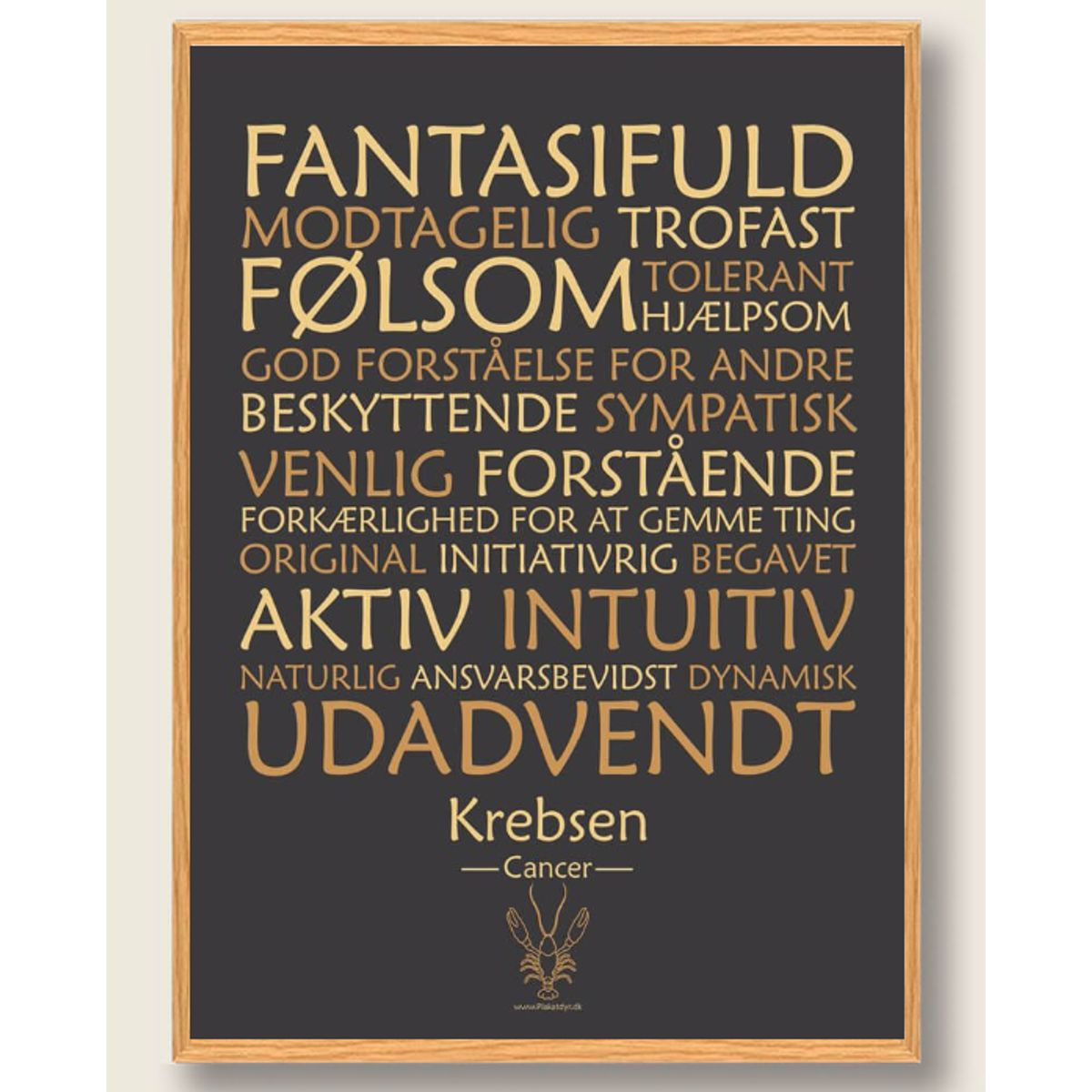 Stjernetegn krebsen (sort) - plakat (Størrelse: L - 50x70cm (B2))