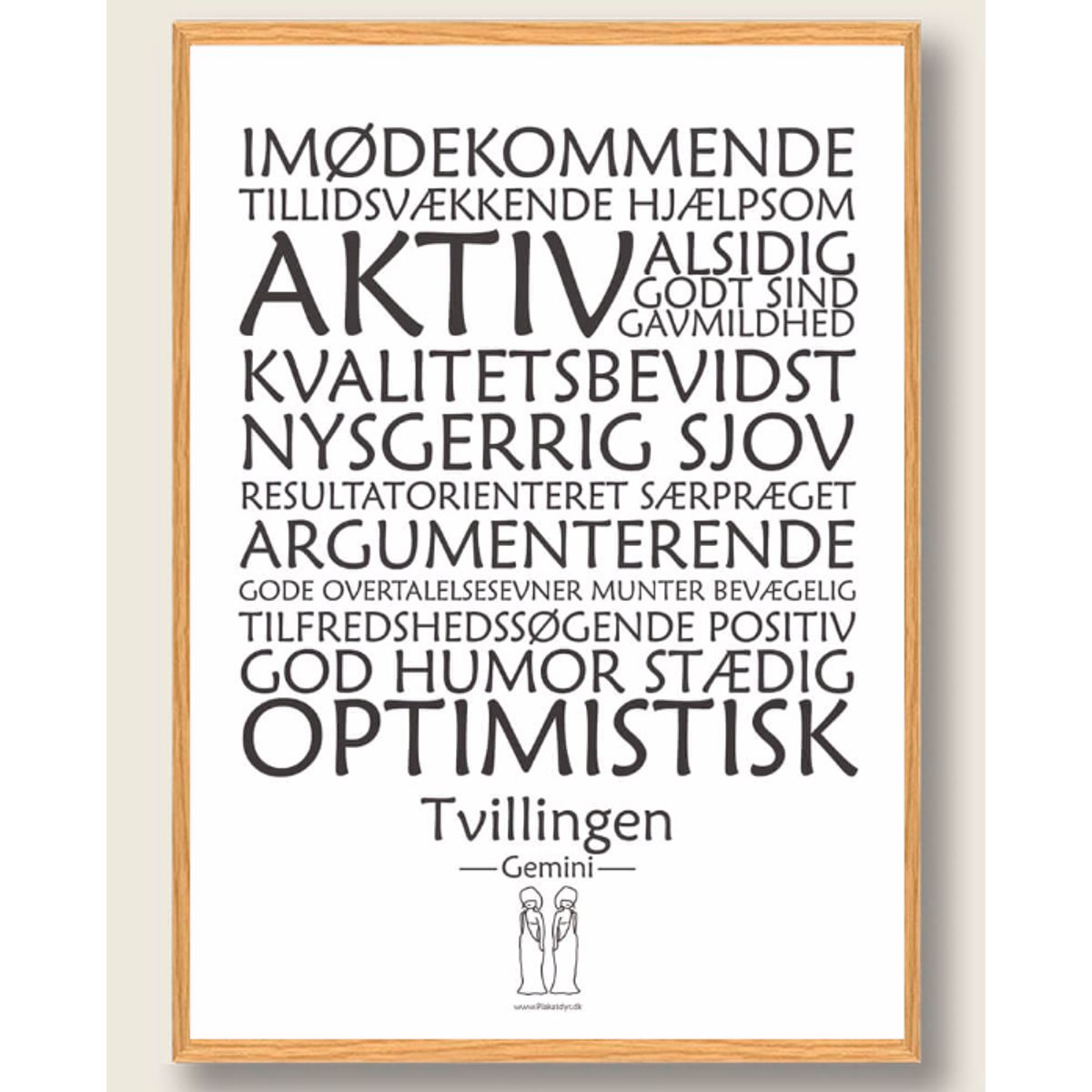 Stjernetegn tvillingen (hvid) - plakat (Størrelse: S - 21x29,7cm (A4))