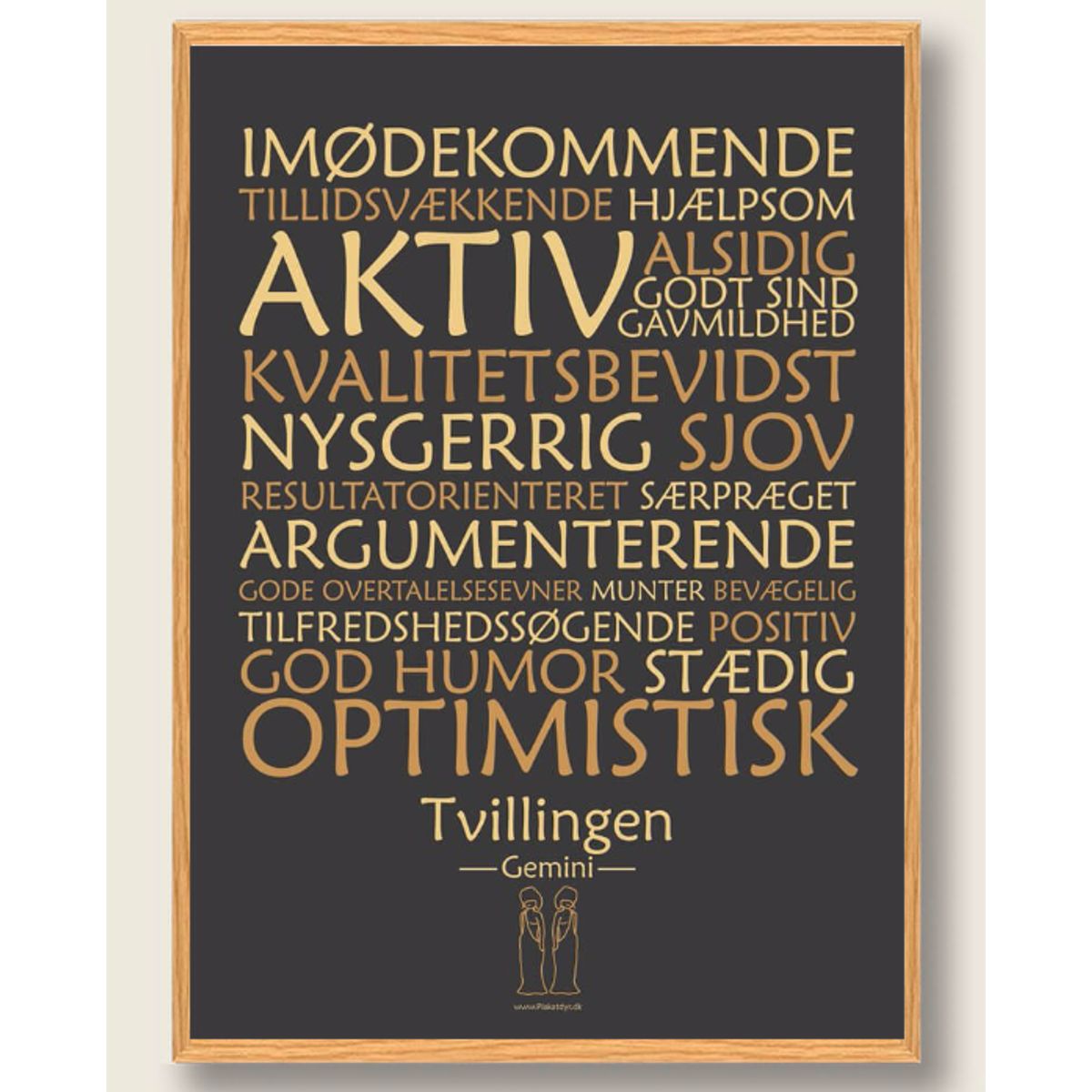 Stjernetegn tvillingen (sort) - plakat (Størrelse: L - 50x70cm (B2))