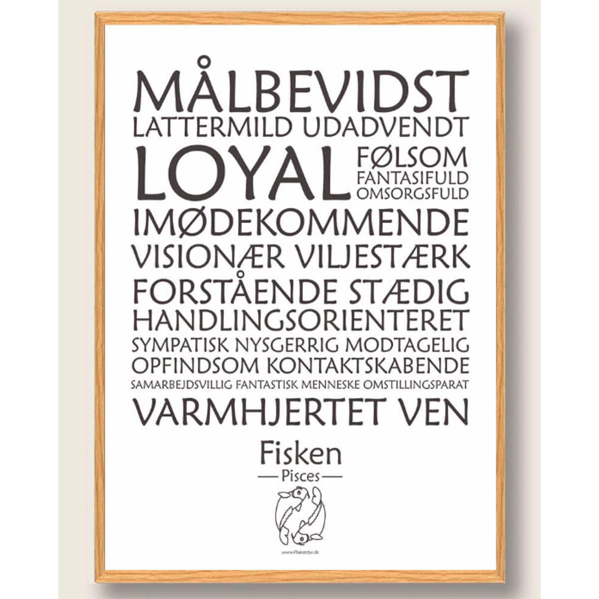 Stjernetegn fisken (hvid) - plakat (Størrelse: L - 50x70cm (B2))