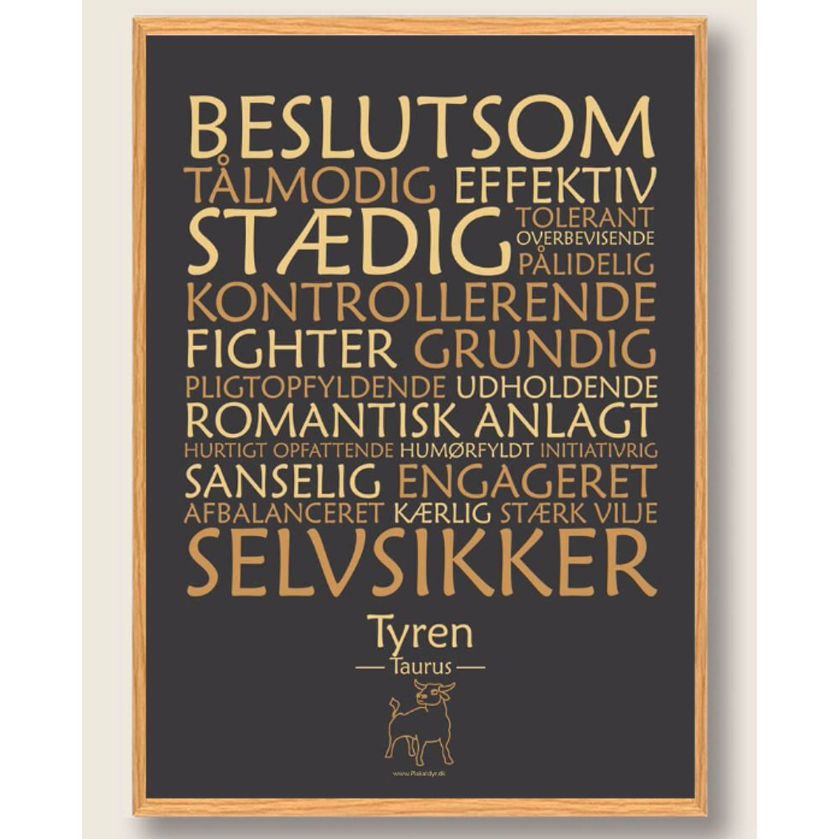 Stjernetegn tyren (sort) - plakat (Størrelse: L - 50x70cm (B2))