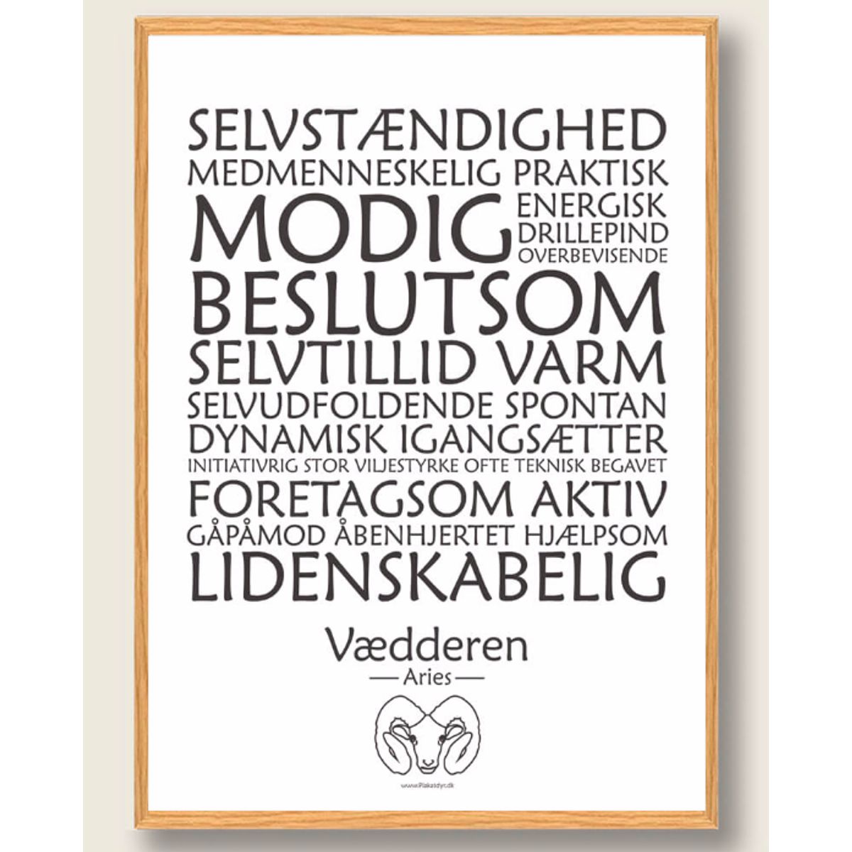 Stjernetegn vædderen (hvid) - plakat (Størrelse: S - 21x29,7cm (A4))