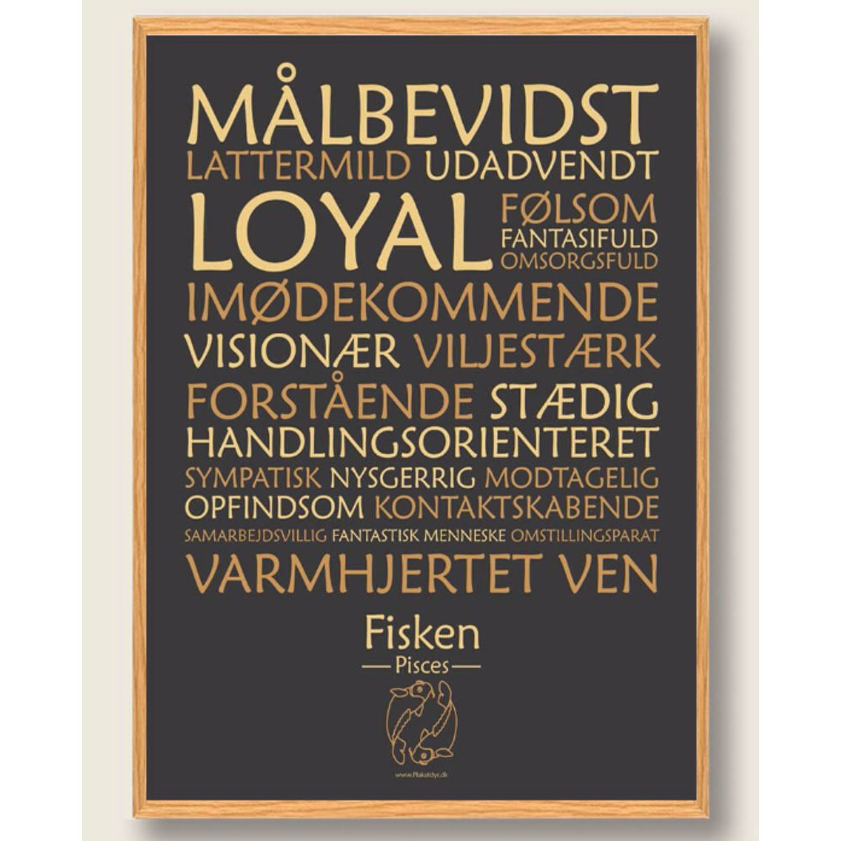 Stjernetegn fisken (sort) - plakat (Størrelse: M - 30x40cm)