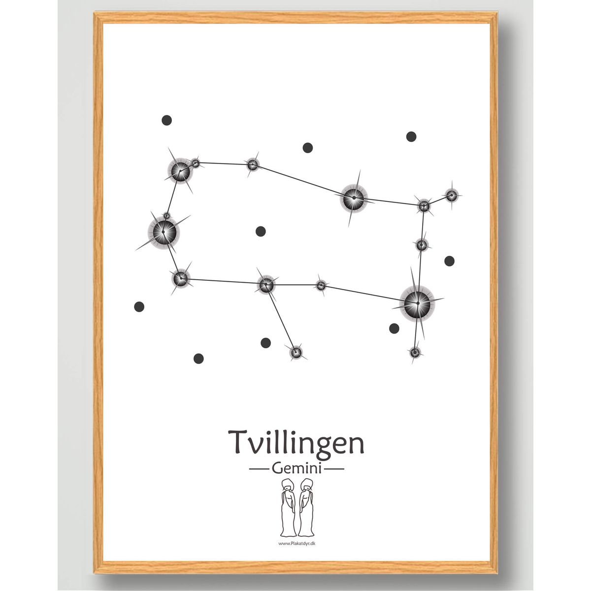 Stjernebillede tvillingen (hvid) - plakat (Størrelse: M - 30x40cm)