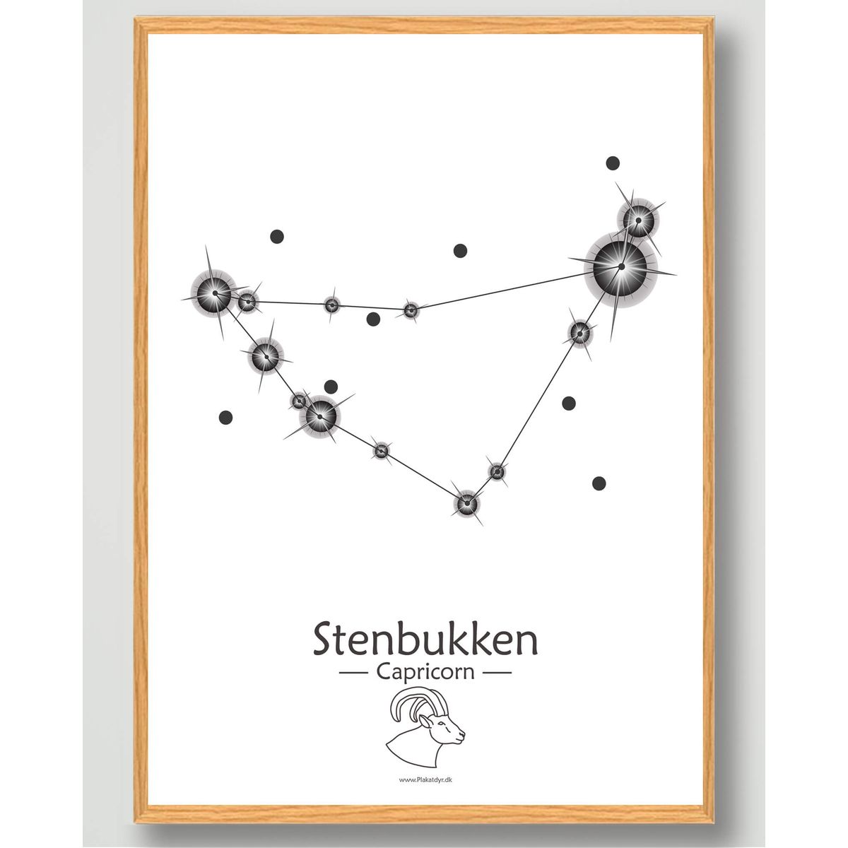 Stjernebillede stenbukken (hvid) - plakat (Størrelse: L - 50x70cm (B2))