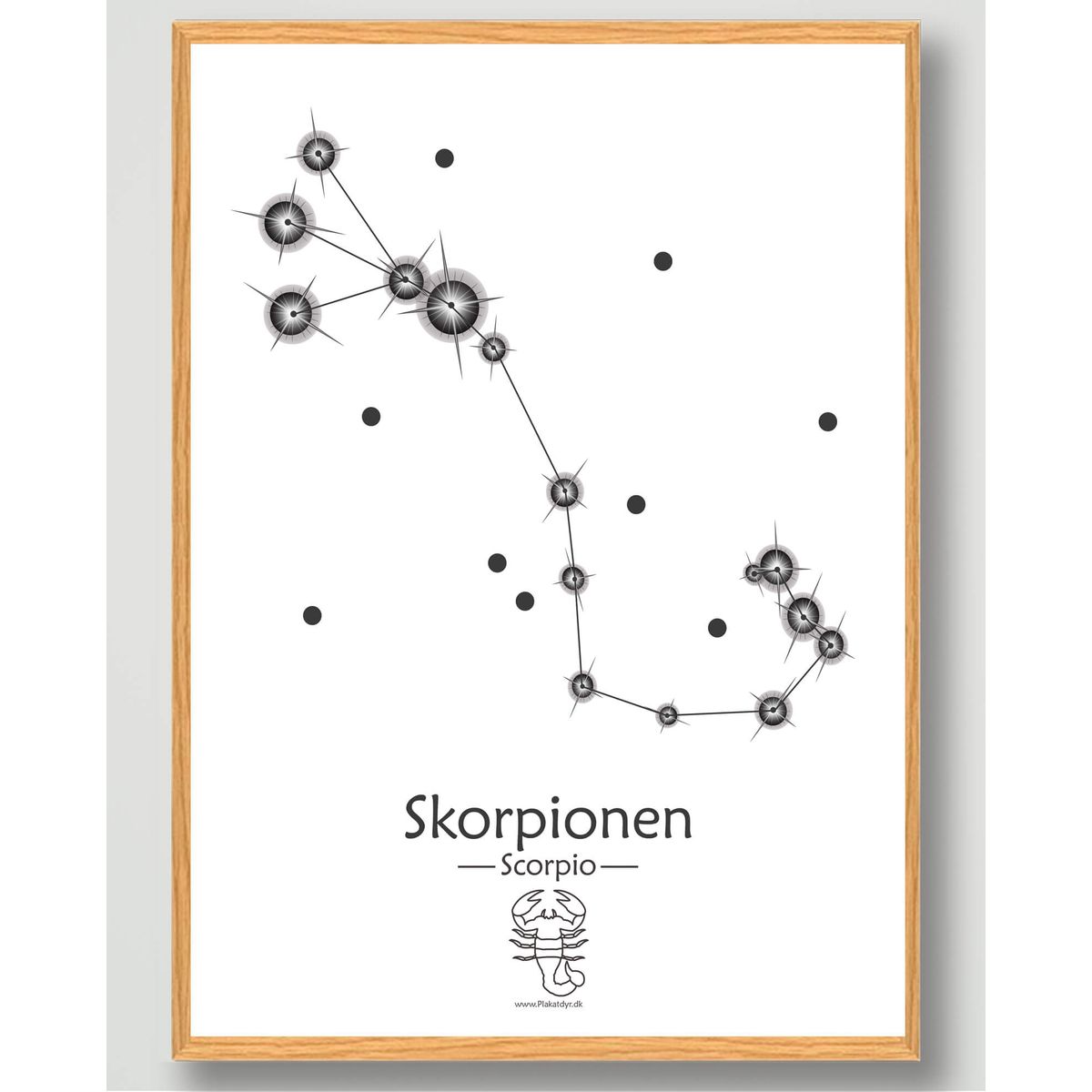 Stjernebillede skorpionen (hvid) - plakat (Størrelse: M - 30x40cm)