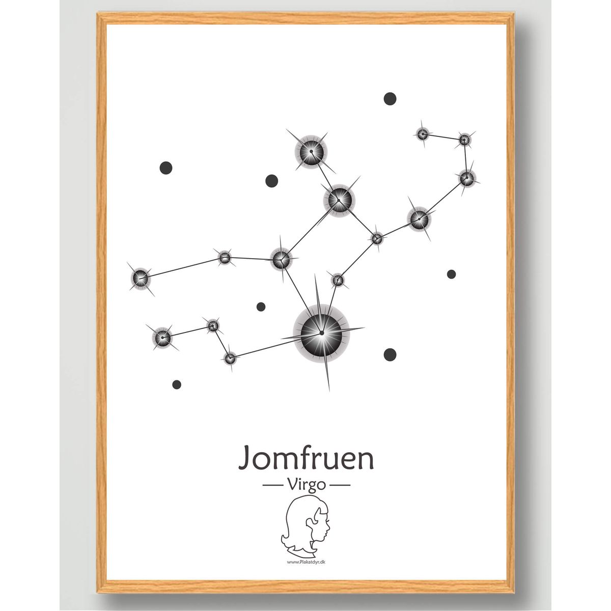 Stjernebillede jomfruen (hvid) - plakat (Størrelse: S - 21x29,7cm (A4))