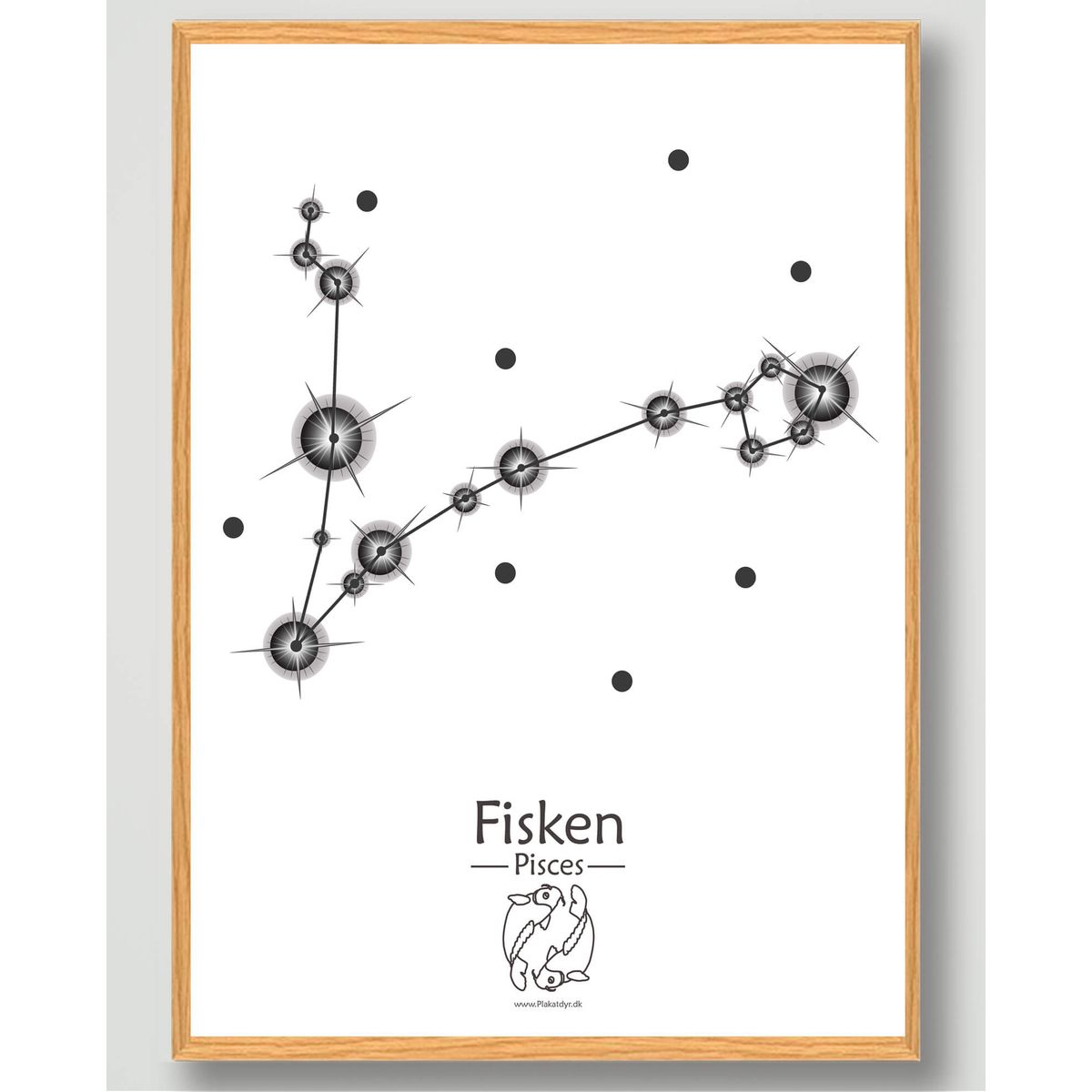 Stjernebillede fisken (hvid) - plakat (Størrelse: L - 50x70cm (B2))