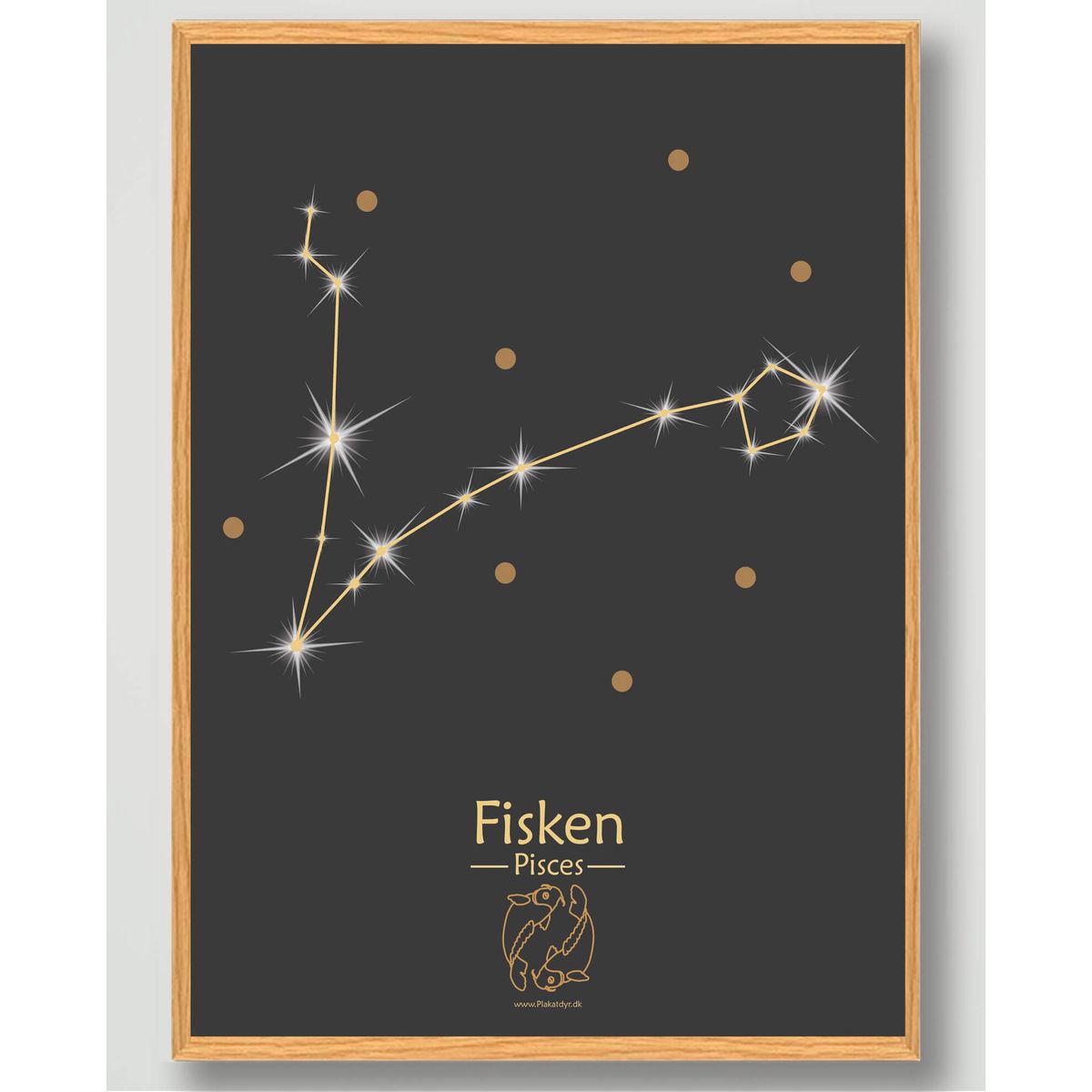 Stjernebillede fisken (sort) - plakat (Størrelse: M - 30x40cm)