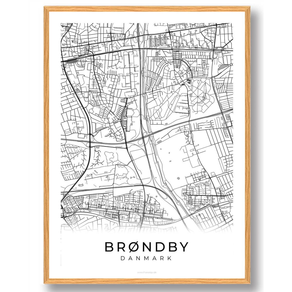 Brøndby by plakat - hvid (Størrelse: L - 50x70cm (B2))