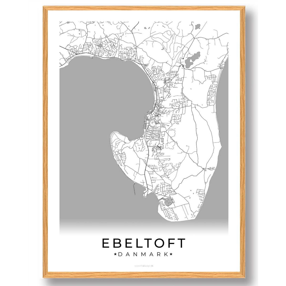 Ebeltoft by plakat - hvid (Størrelse: L - 50x70cm (B2))