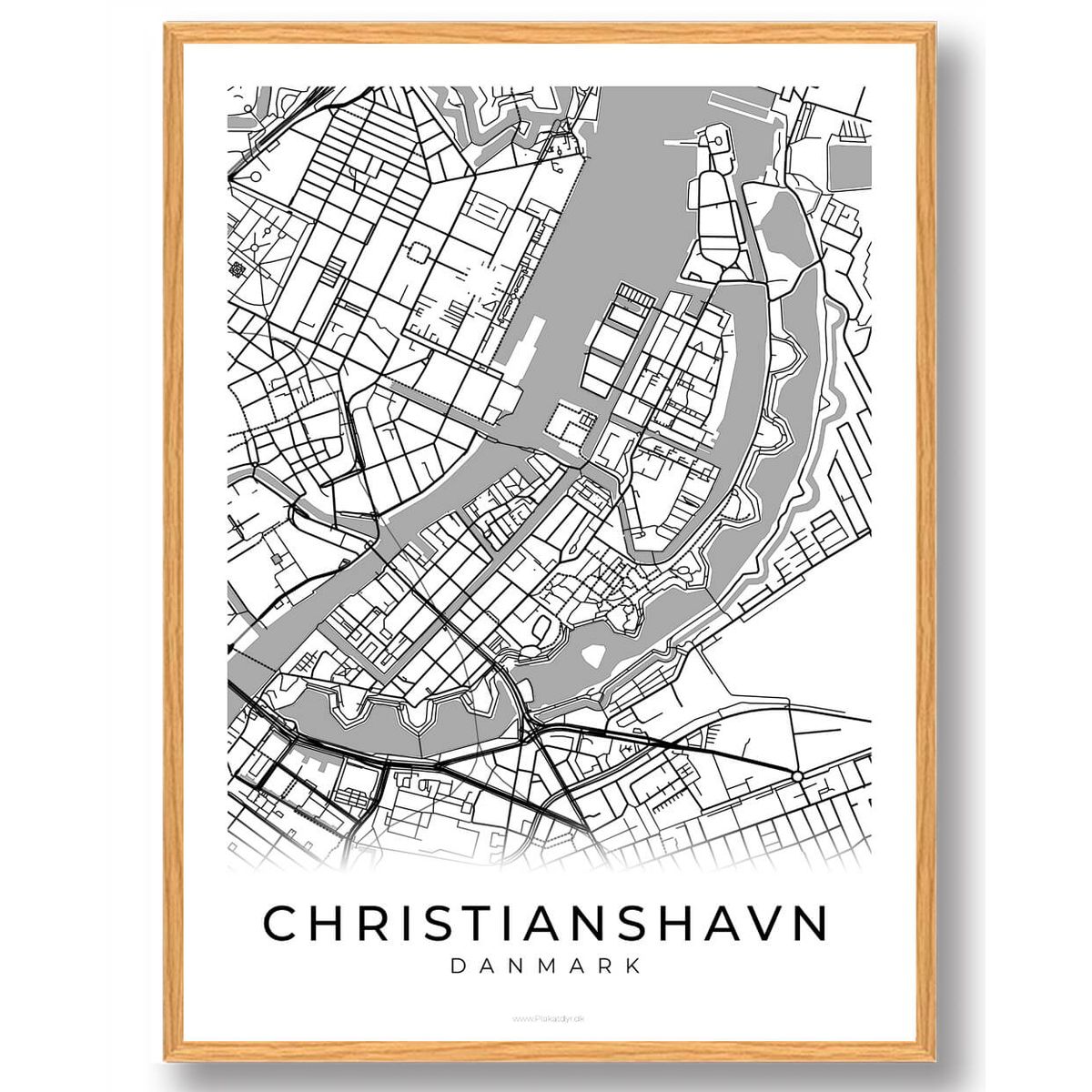 Christianshavn by plakat - hvid (Størrelse: L - 50x70cm (B2))