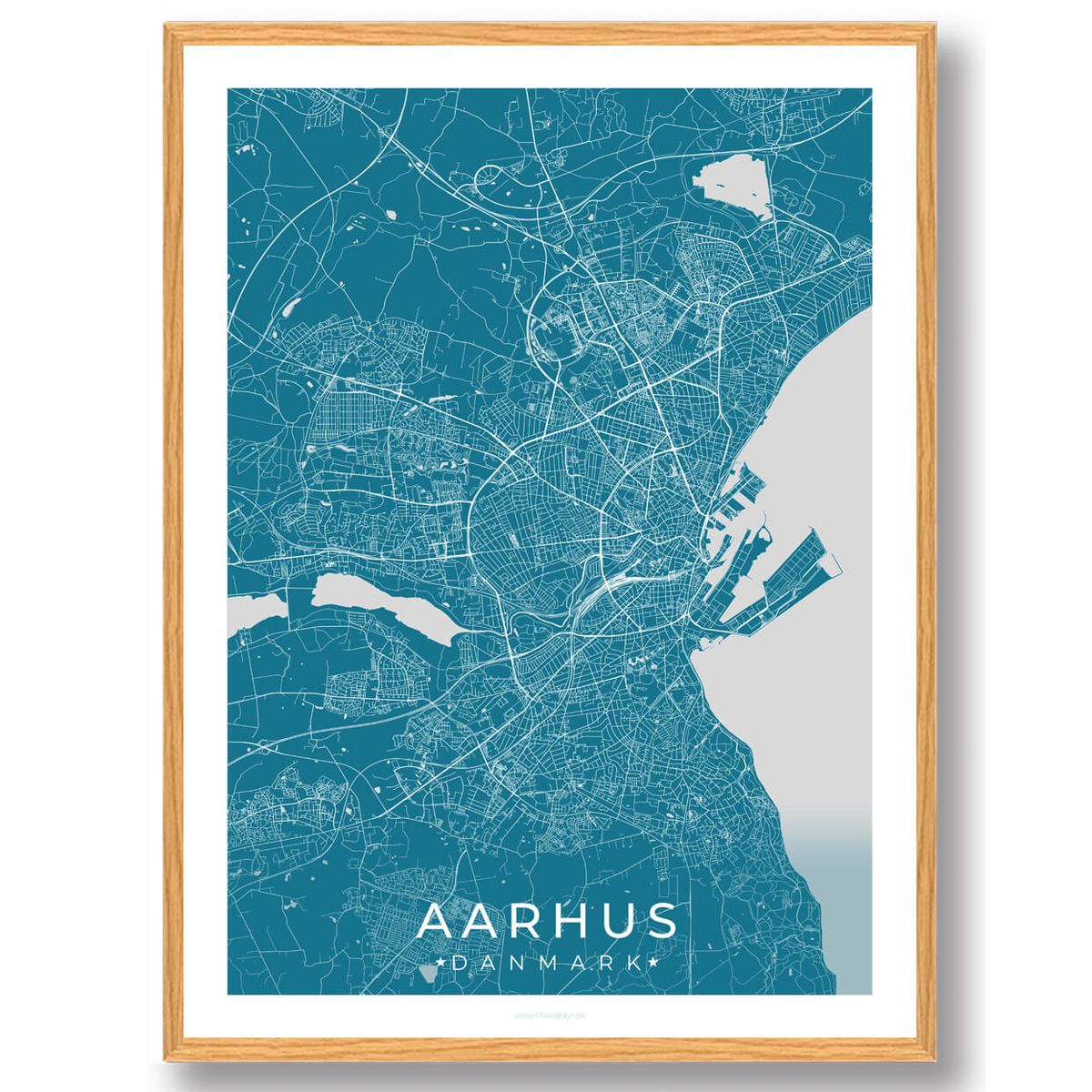 Aarhus by plakat - blå (Størrelse: L - 50x70cm (B2))