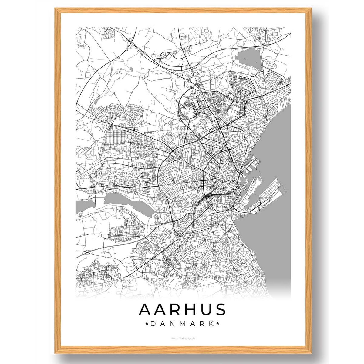 Aarhus by plakat - hvid (Størrelse: L - 50x70cm (B2))