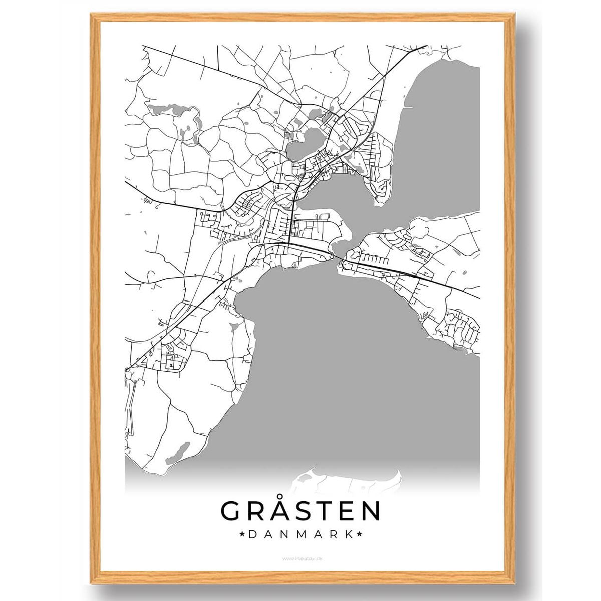 Gråsten by plakat - hvid (Størrelse: L - 50x70cm (B2))