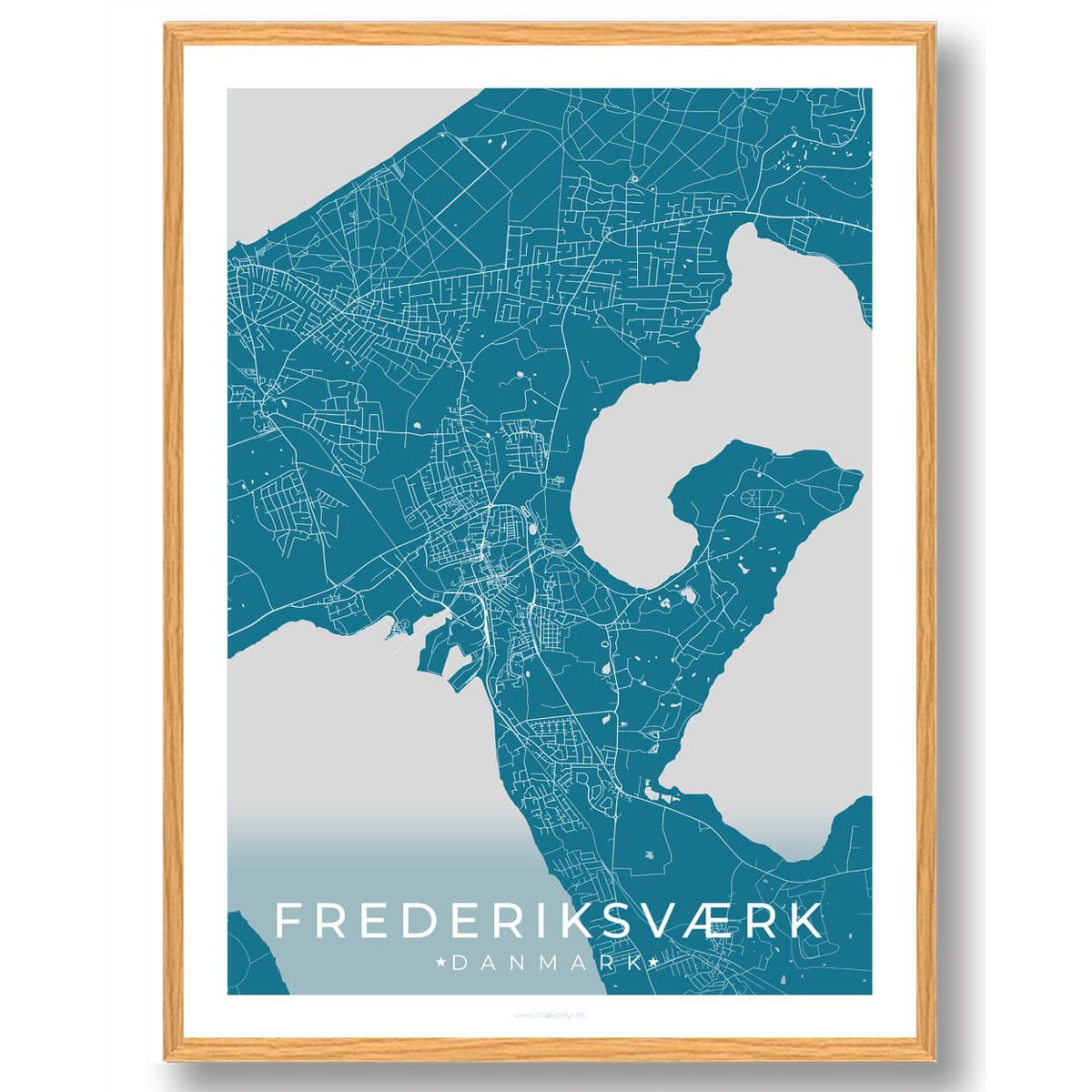 Frederiksværk by plakat - blå (Størrelse: L - 50x70cm (B2))