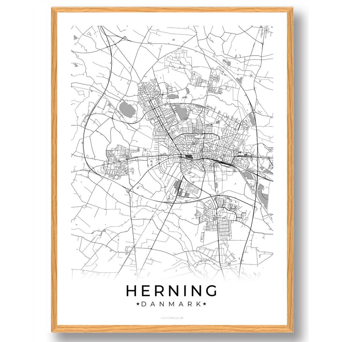 Herning by plakat - hvid (Størrelse: L - 50x70cm (B2))