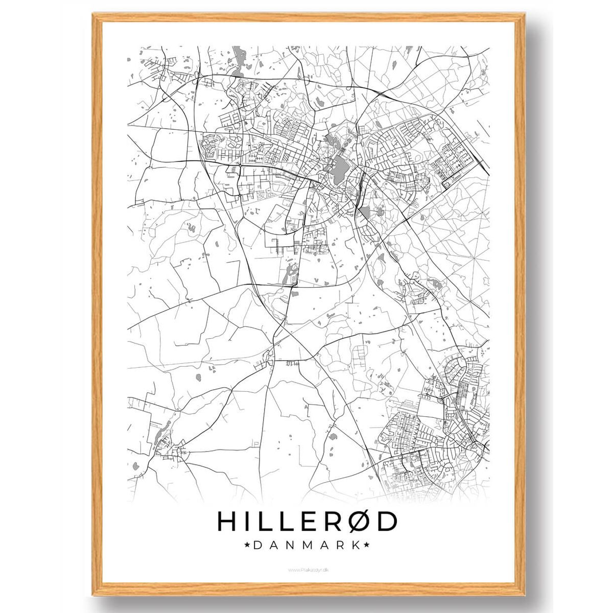 Hillerød by plakat - hvid (Størrelse: L - 50x70cm (B2))