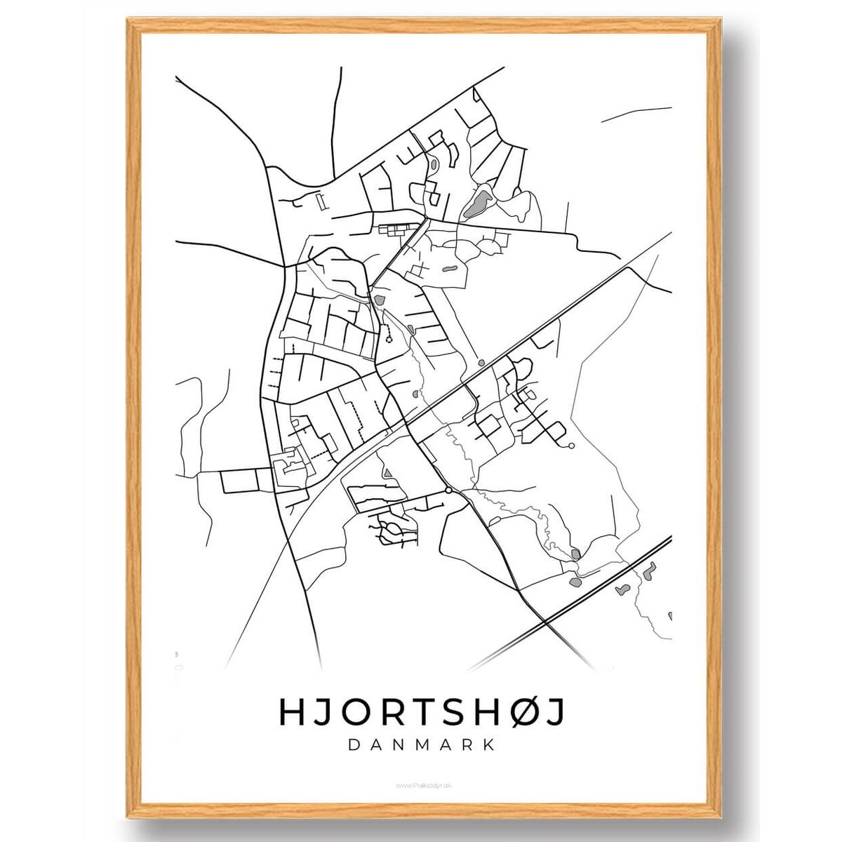 Hjortshøj by plakat - hvid (Størrelse: L - 50x70cm (B2))