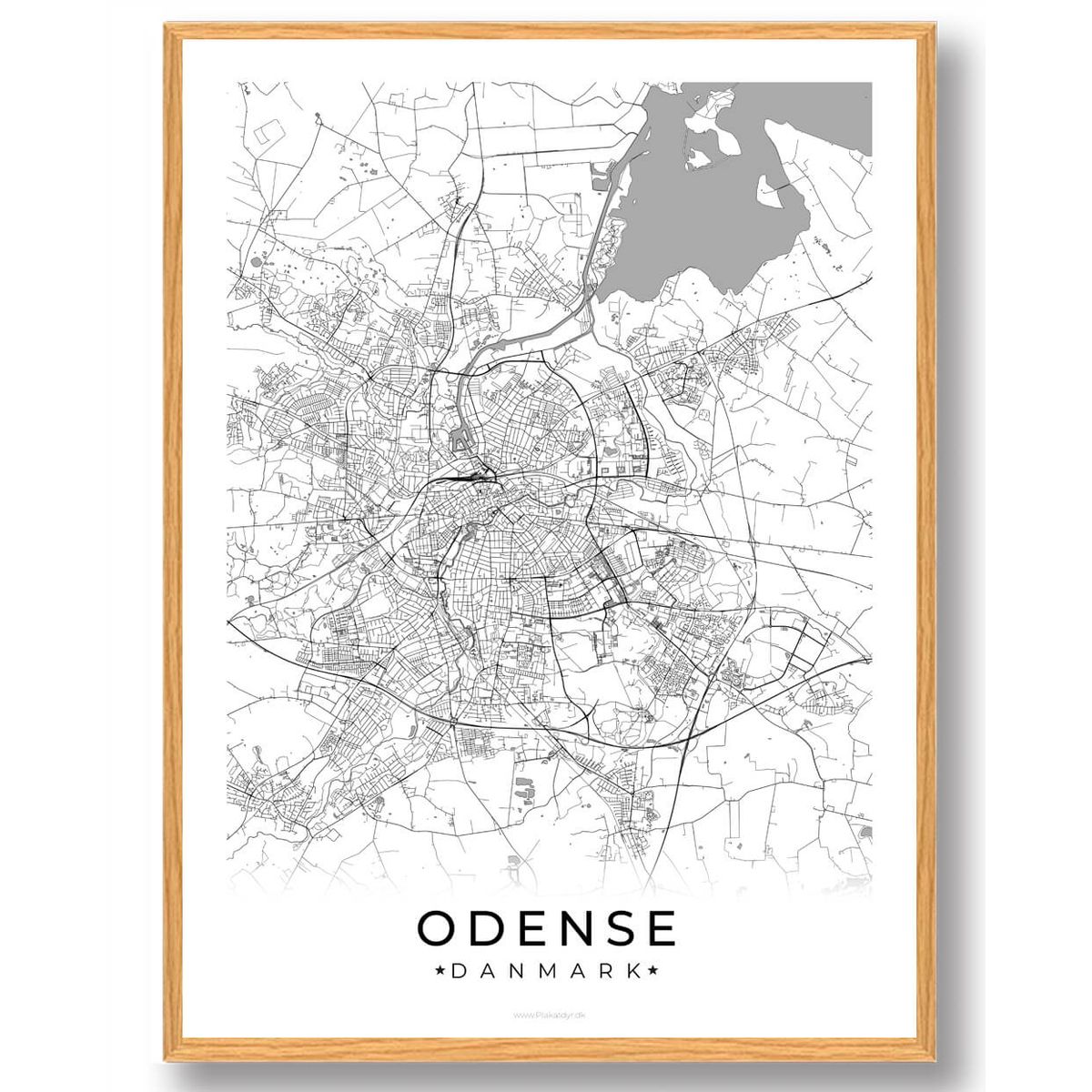 Odense by plakat - hvid (Størrelse: L - 50x70cm (B2))