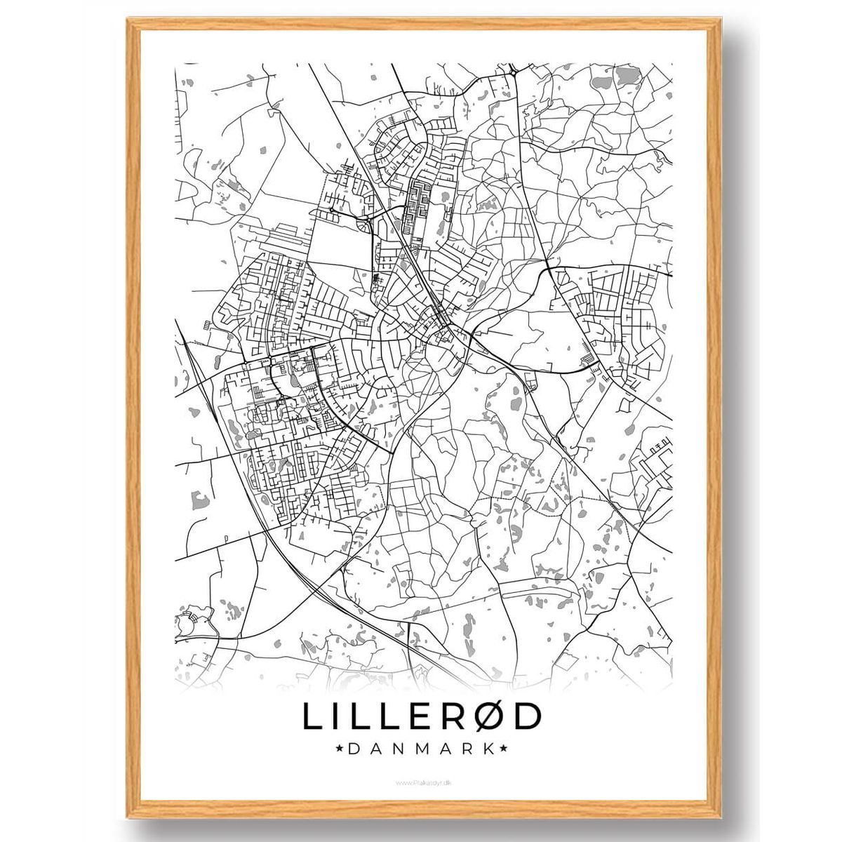 Lillerød by plakat - hvid (Størrelse: L - 50x70cm (B2))