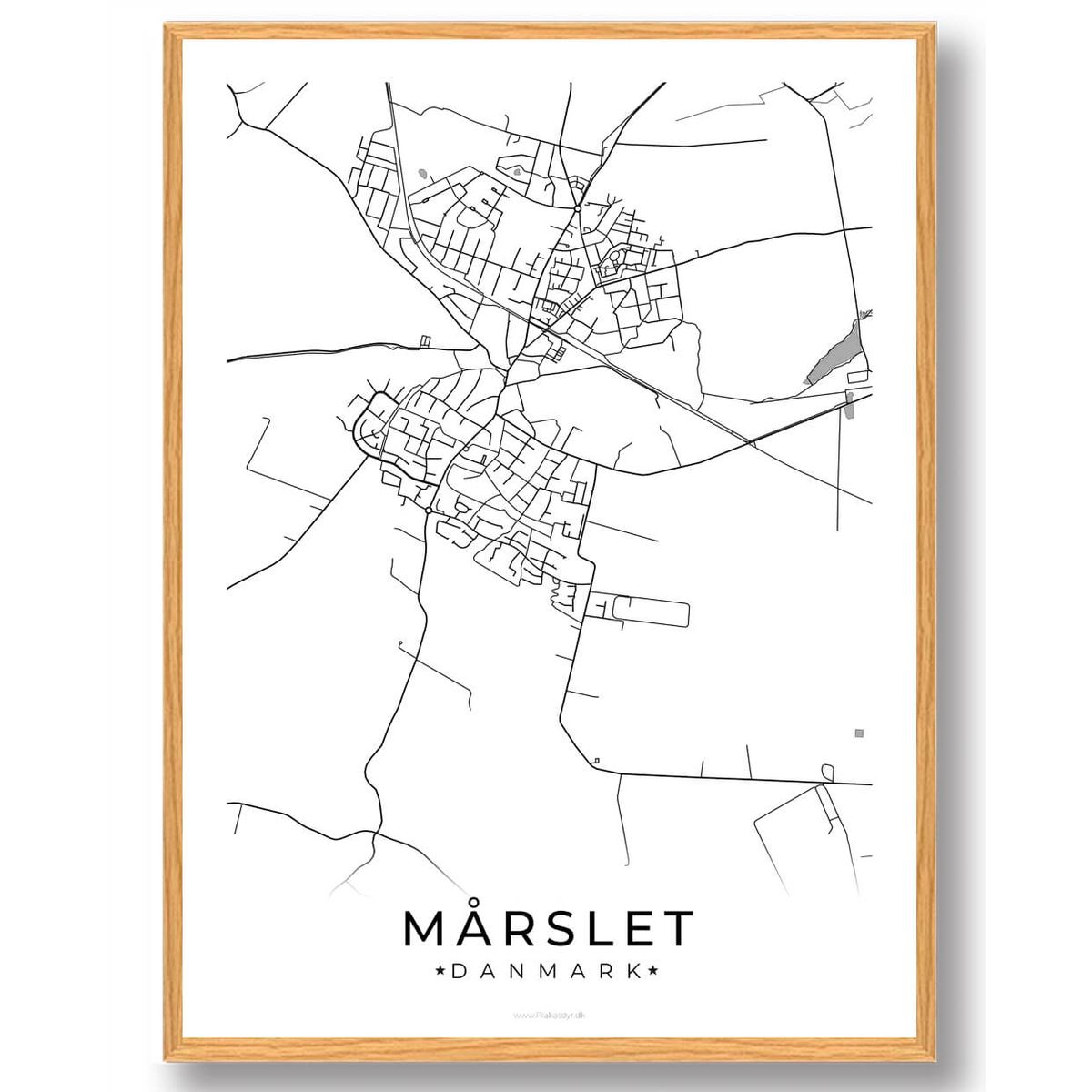 Mårslet by plakat - hvid (Størrelse: L - 50x70cm (B2))