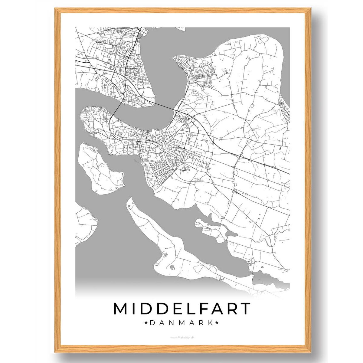 Middelfart by plakat - hvid (Størrelse: L - 50x70cm (B2))