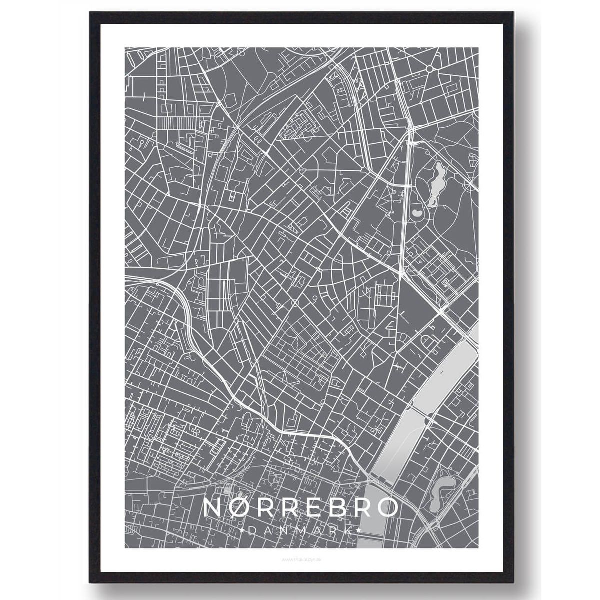 Nørrebro by plakat - grå (Størrelse: L - 50x70cm (B2))