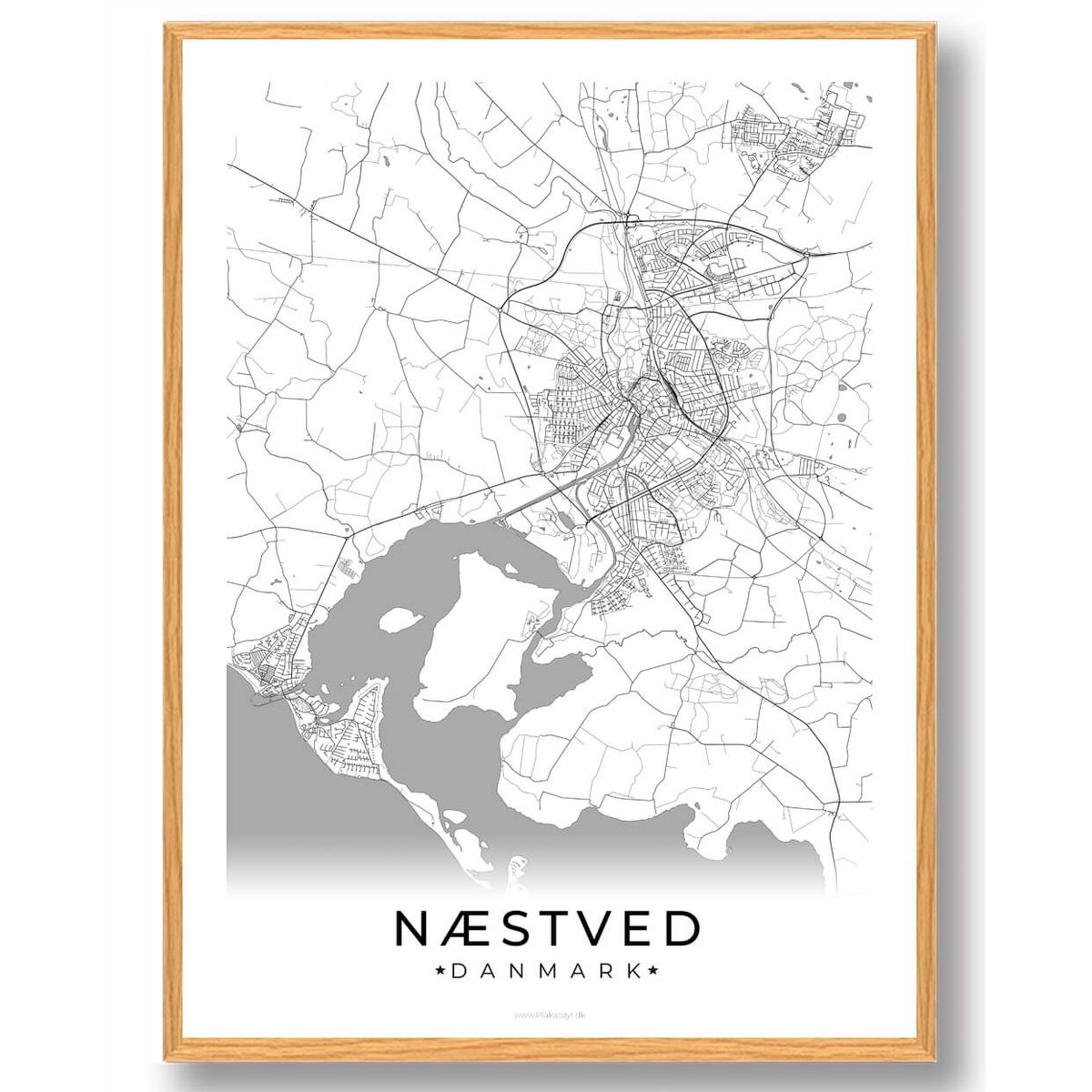 Næstved by plakat - hvid (Størrelse: L - 50x70cm (B2))