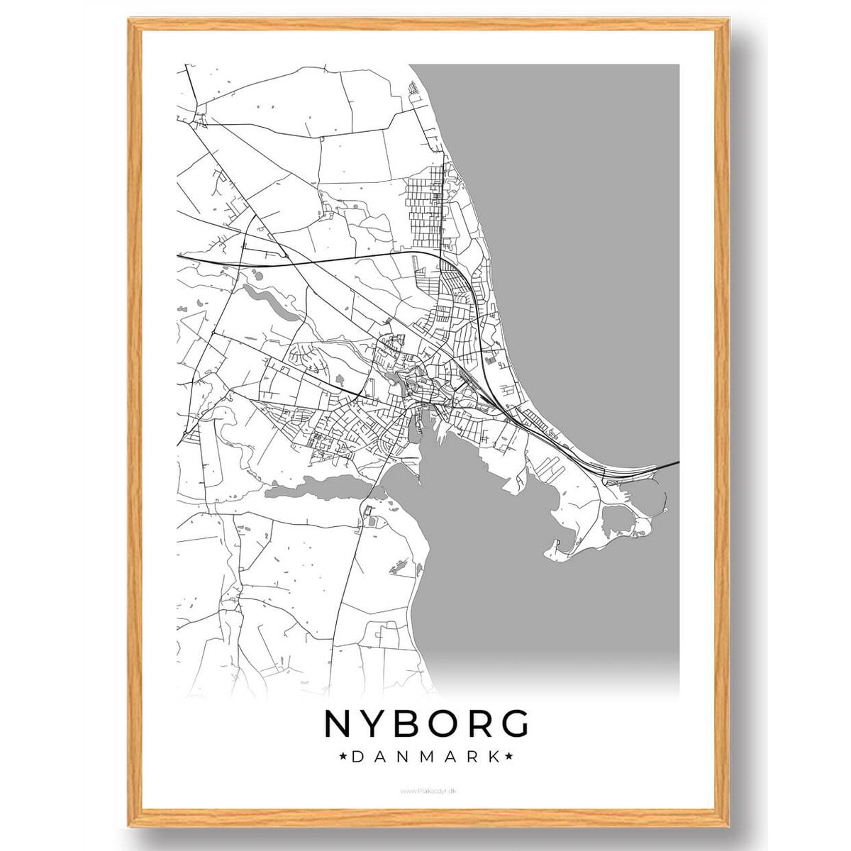 Nyborg by plakat - hvid (Størrelse: L - 50x70cm (B2))