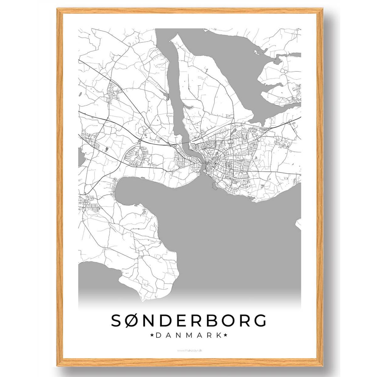 Sønderborg by plakat - hvid (Størrelse: L - 50x70cm (B2))