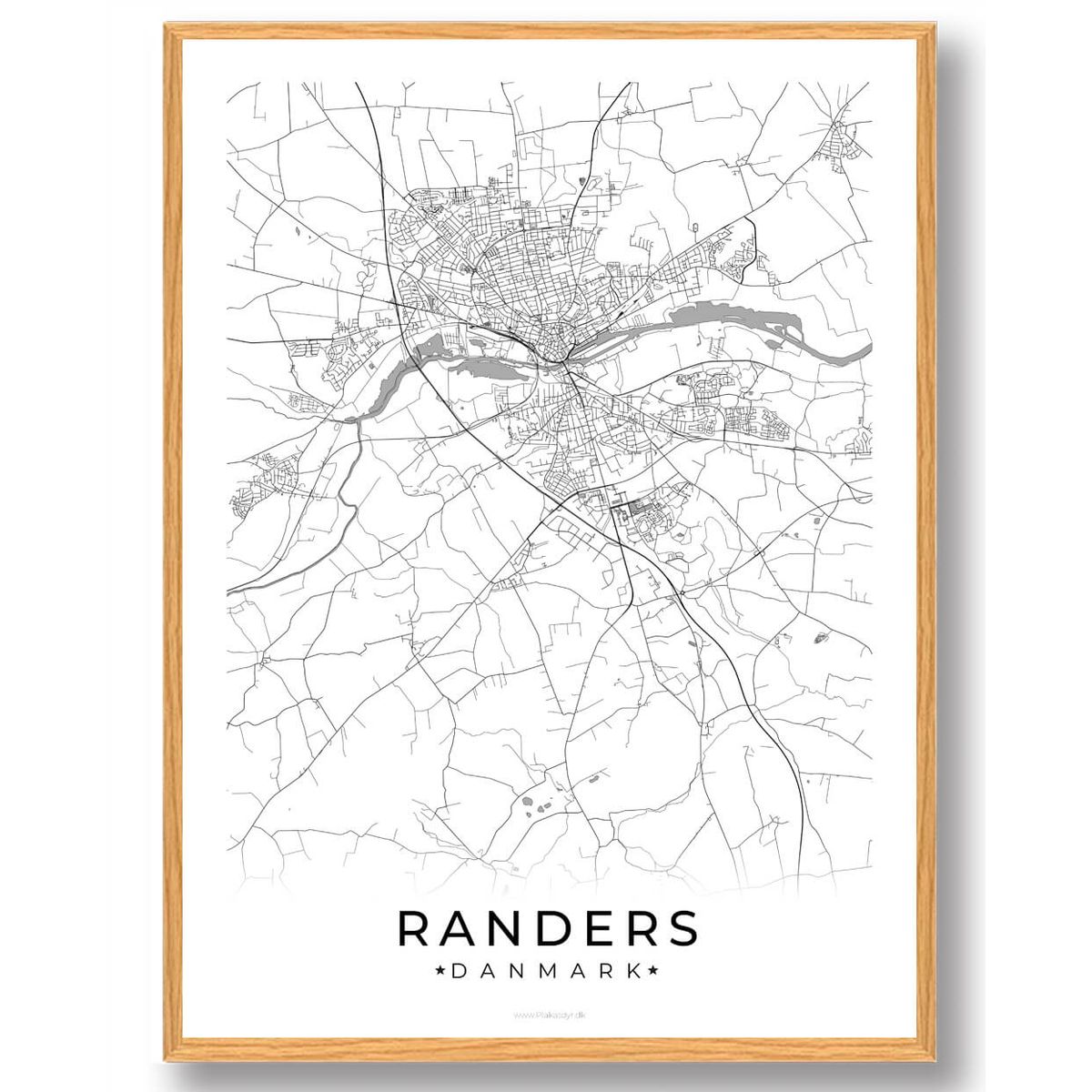 Randers by plakat - hvid (Størrelse: L - 50x70cm (B2))