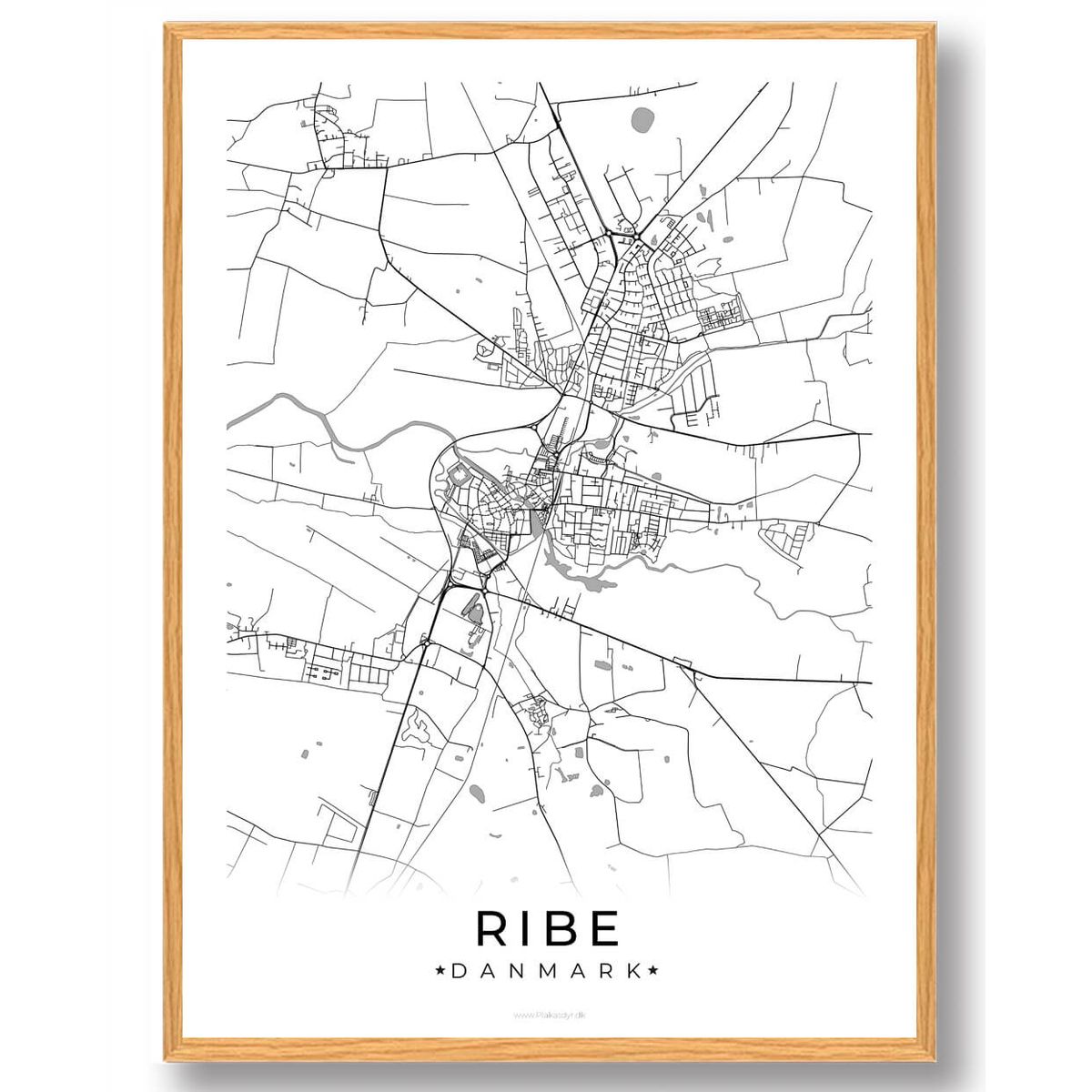 Ribe by plakat - hvid (Størrelse: L - 50x70cm (B2))