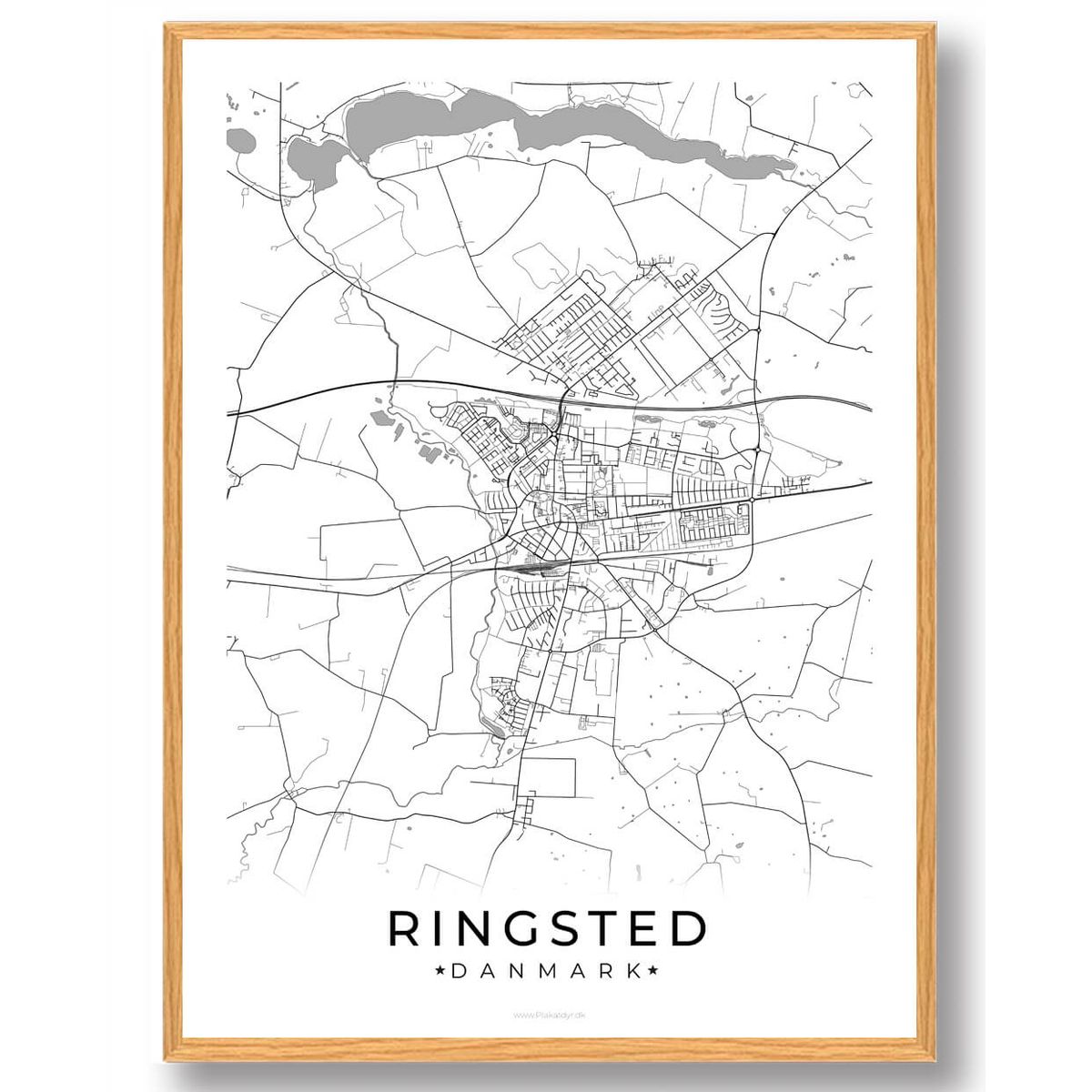 Ringsted by plakat - hvid (Størrelse: L - 50x70cm (B2))