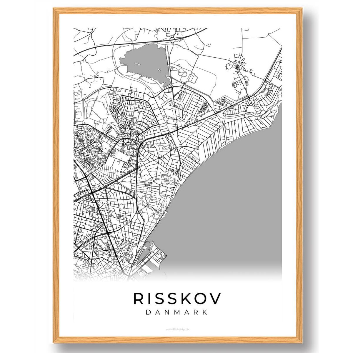 Risskov by plakat - hvid (Størrelse: L - 50x70cm (B2))