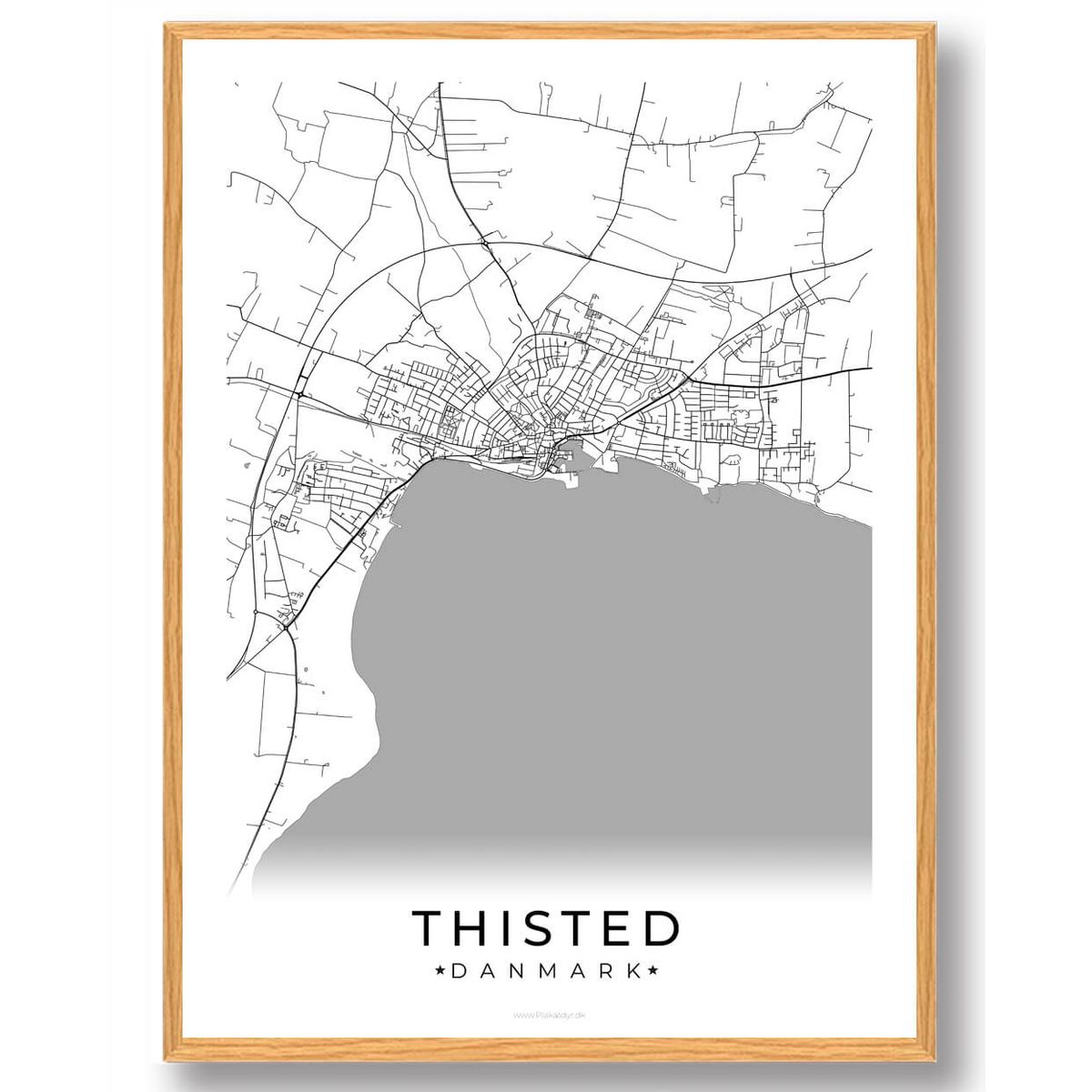 Thisted by plakat - hvid (Størrelse: L - 50x70cm (B2))